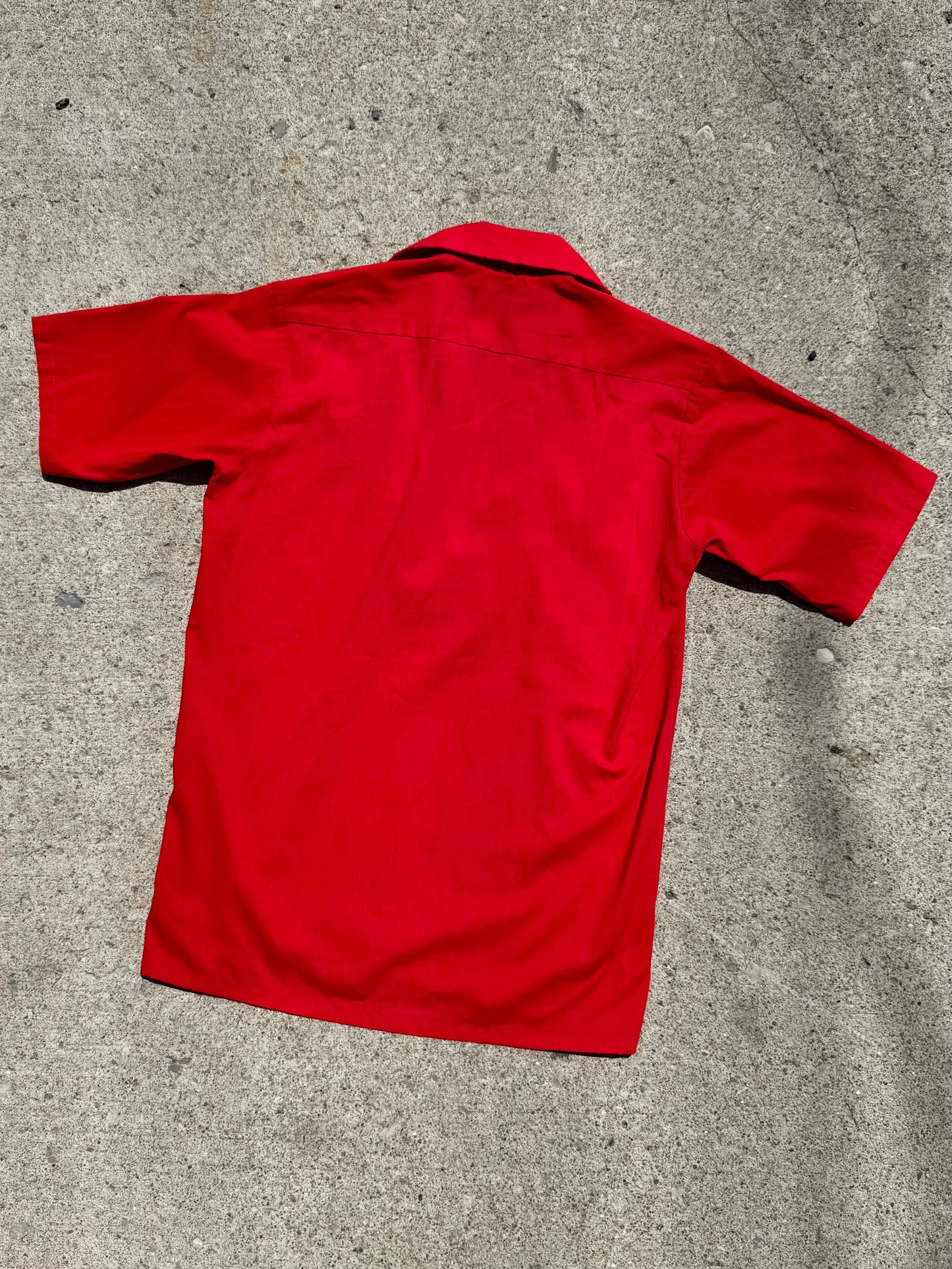 Vintage 1970s Sears Red Quarter Zip Collared Shirt | XS