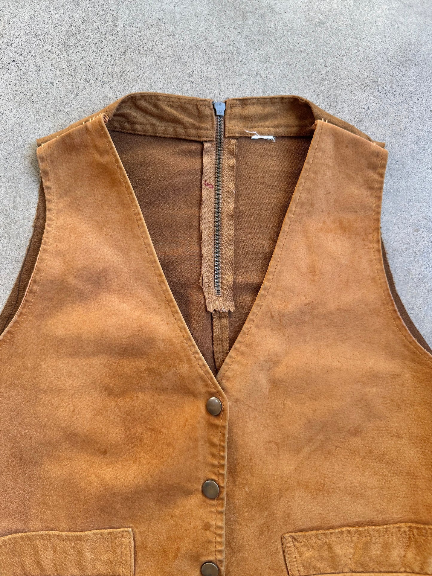 Vintage Handmade Tan Suede Leather Vest | Small
