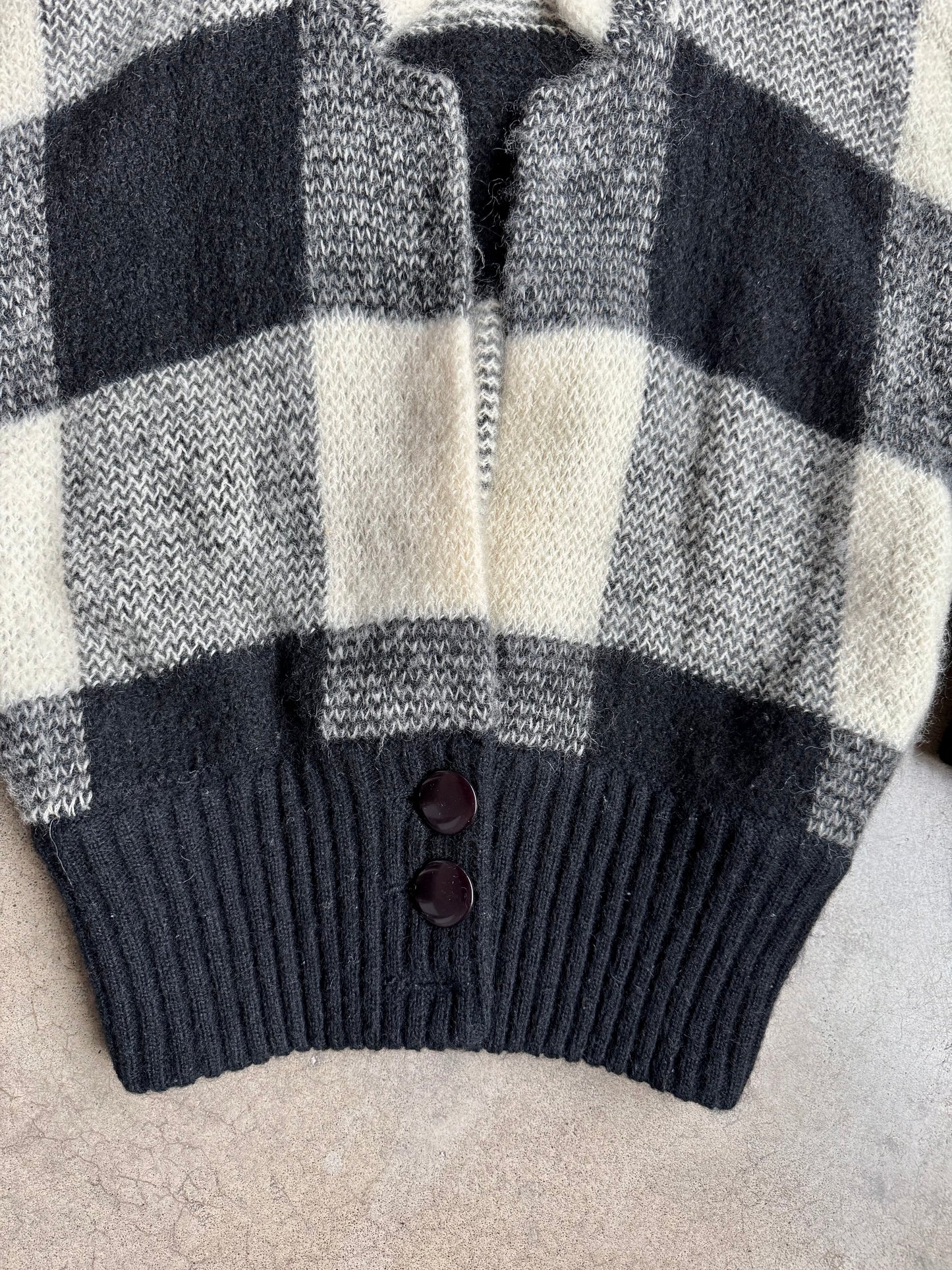 Vintage 1980s I.B. Diffusion Black & White Mohair-Blend Oversized Sweater | Small