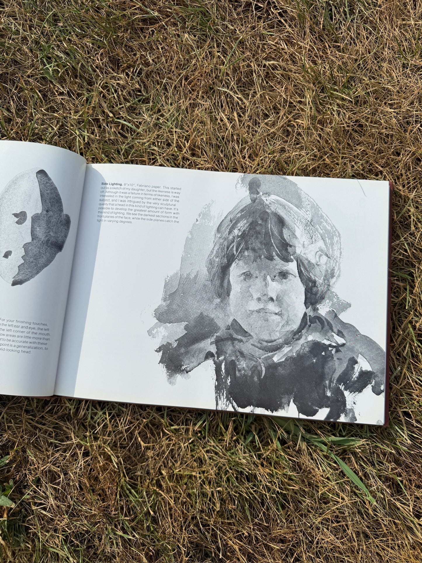 Vintage 1970s Portrait Painting in Watercolor Book