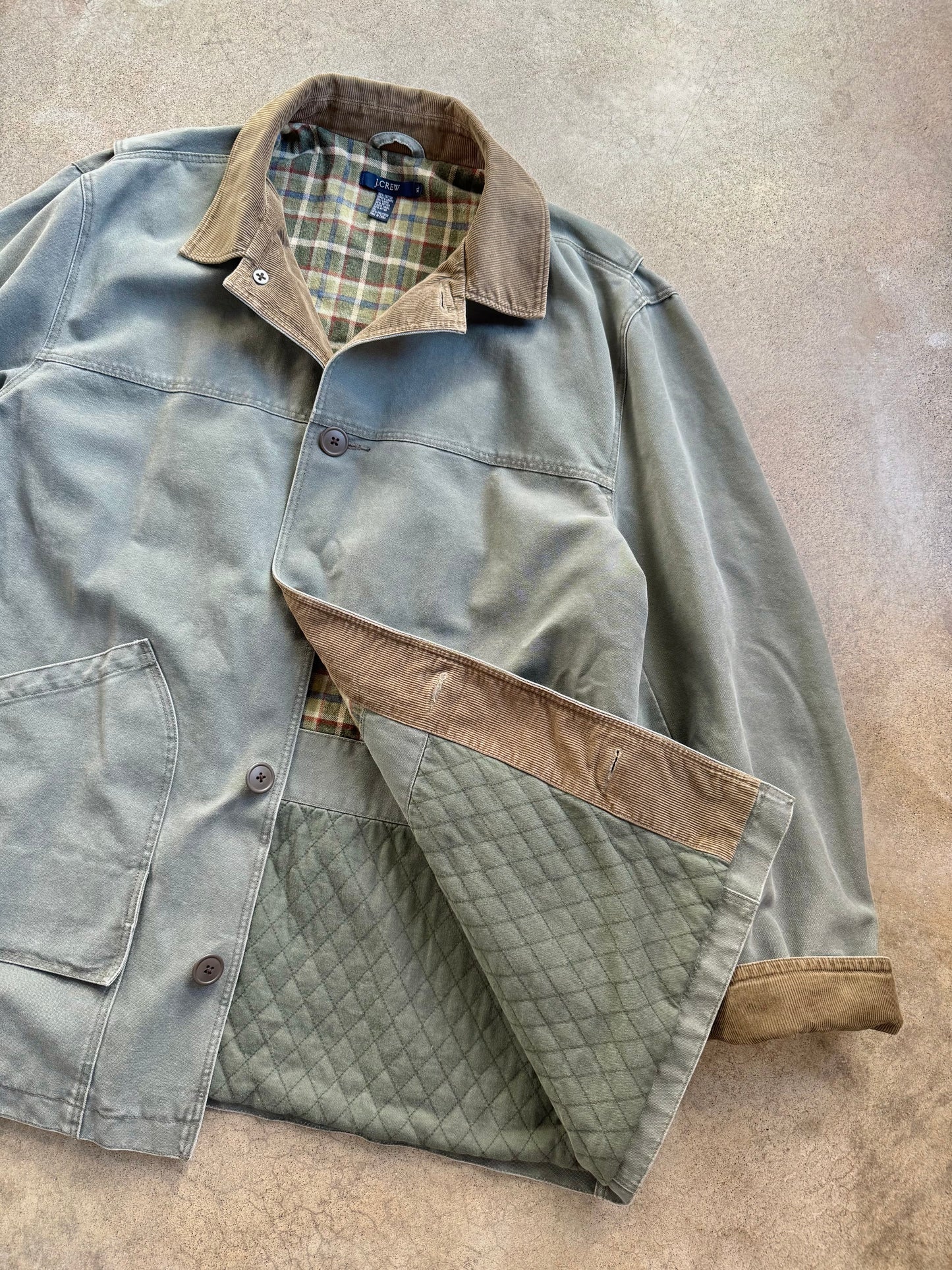 Vintage 1990s J.Crew Flannel Lined Canvas Barn Coat | XL