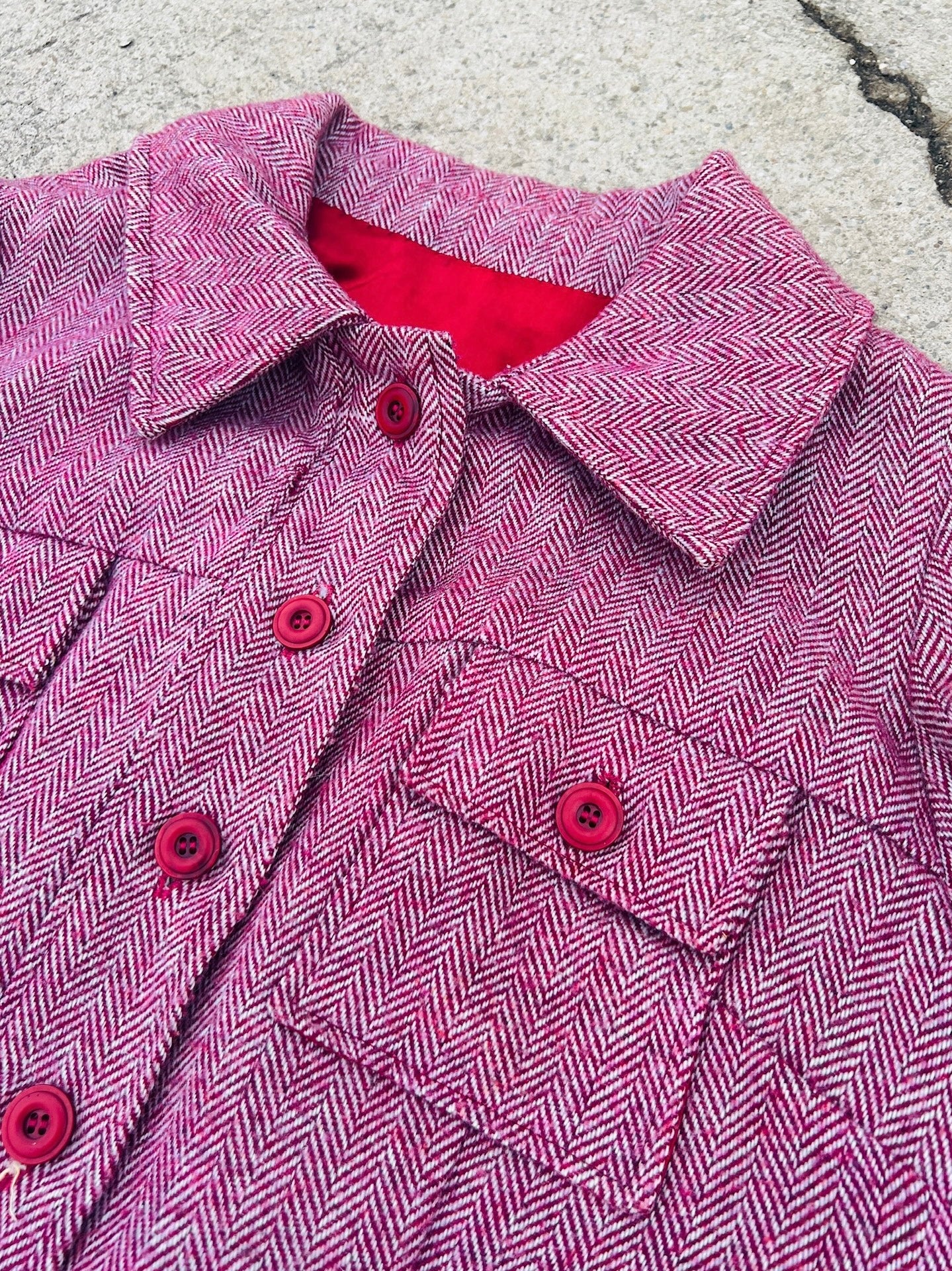 Vintage 1960s Cropped Tweed Button Up Jacket | S/M