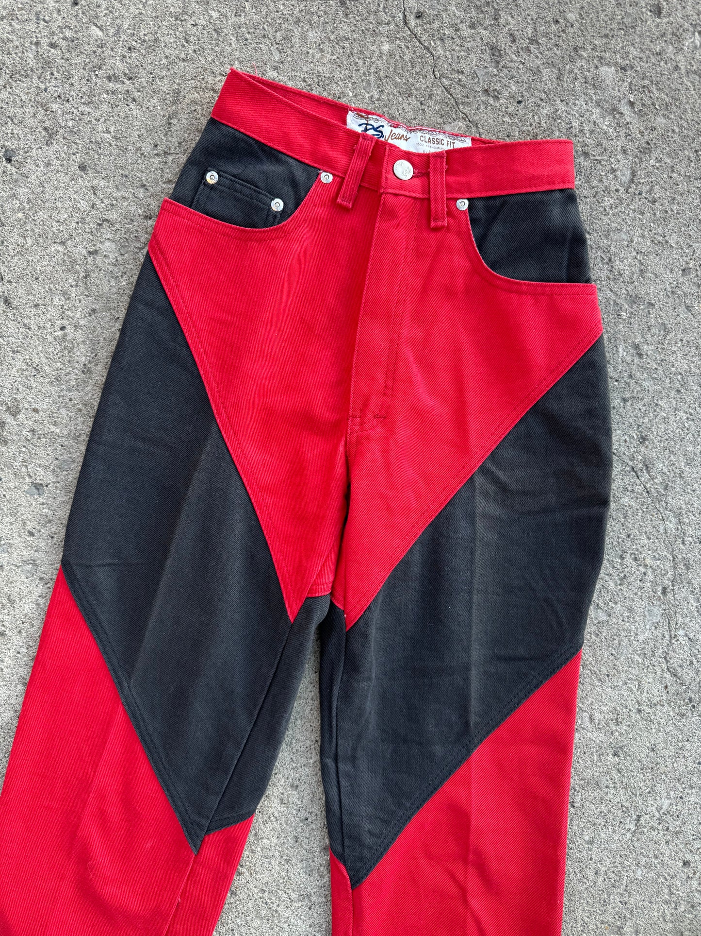 Vintage Panhandle Slim Red & Black High-Waisted Jeans | XS