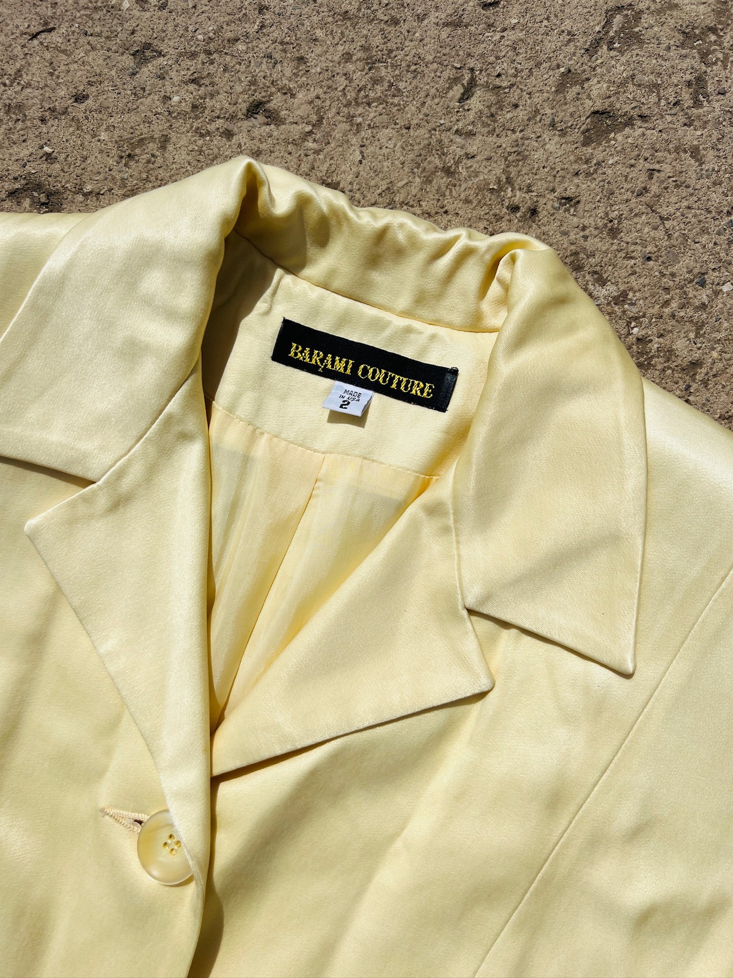 Vintage 1980s Barami Couture Yellow Two Piece Suit | XS/S