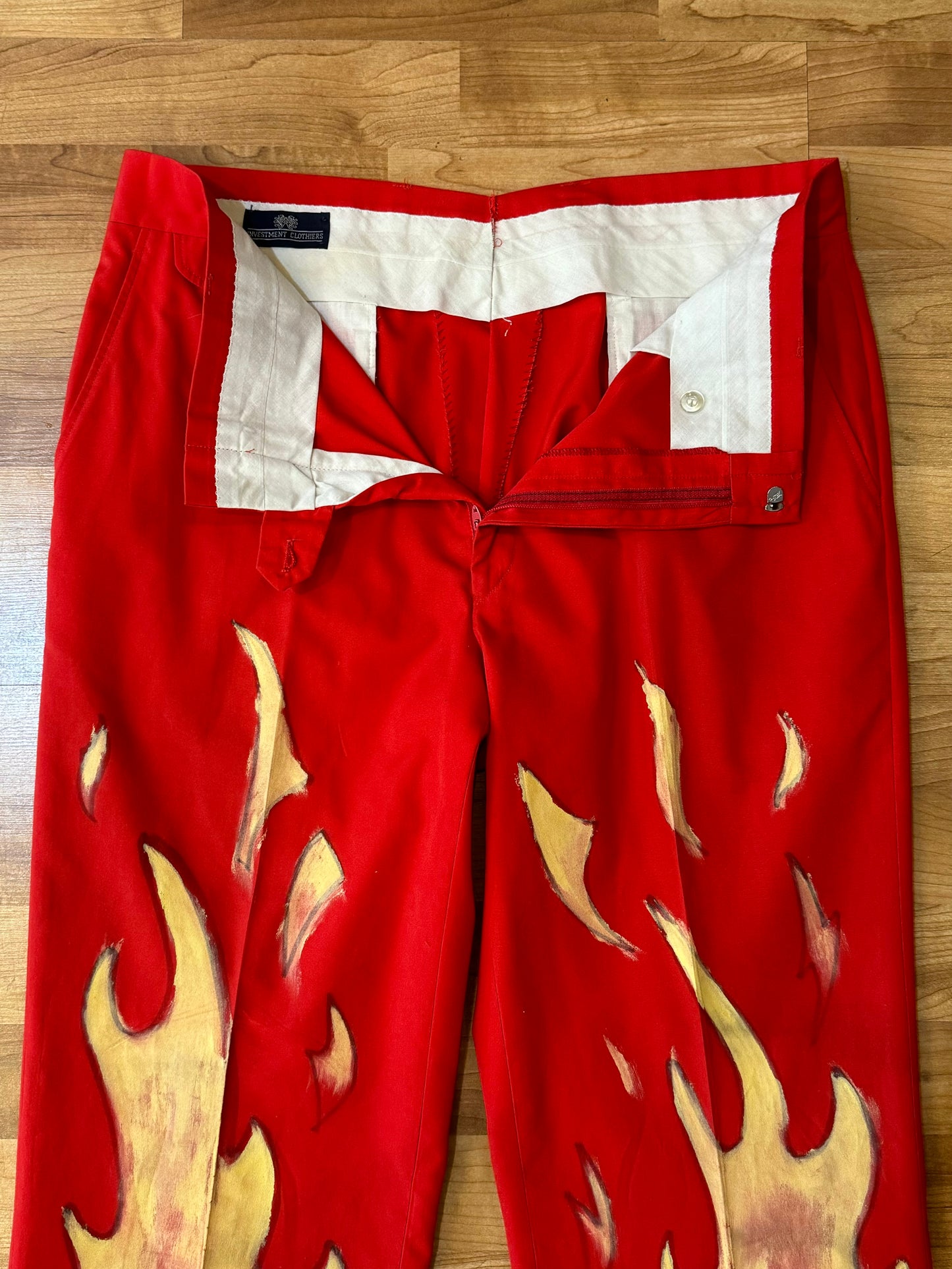 Vintage Hand Painted Flame Pants | Waist 36”