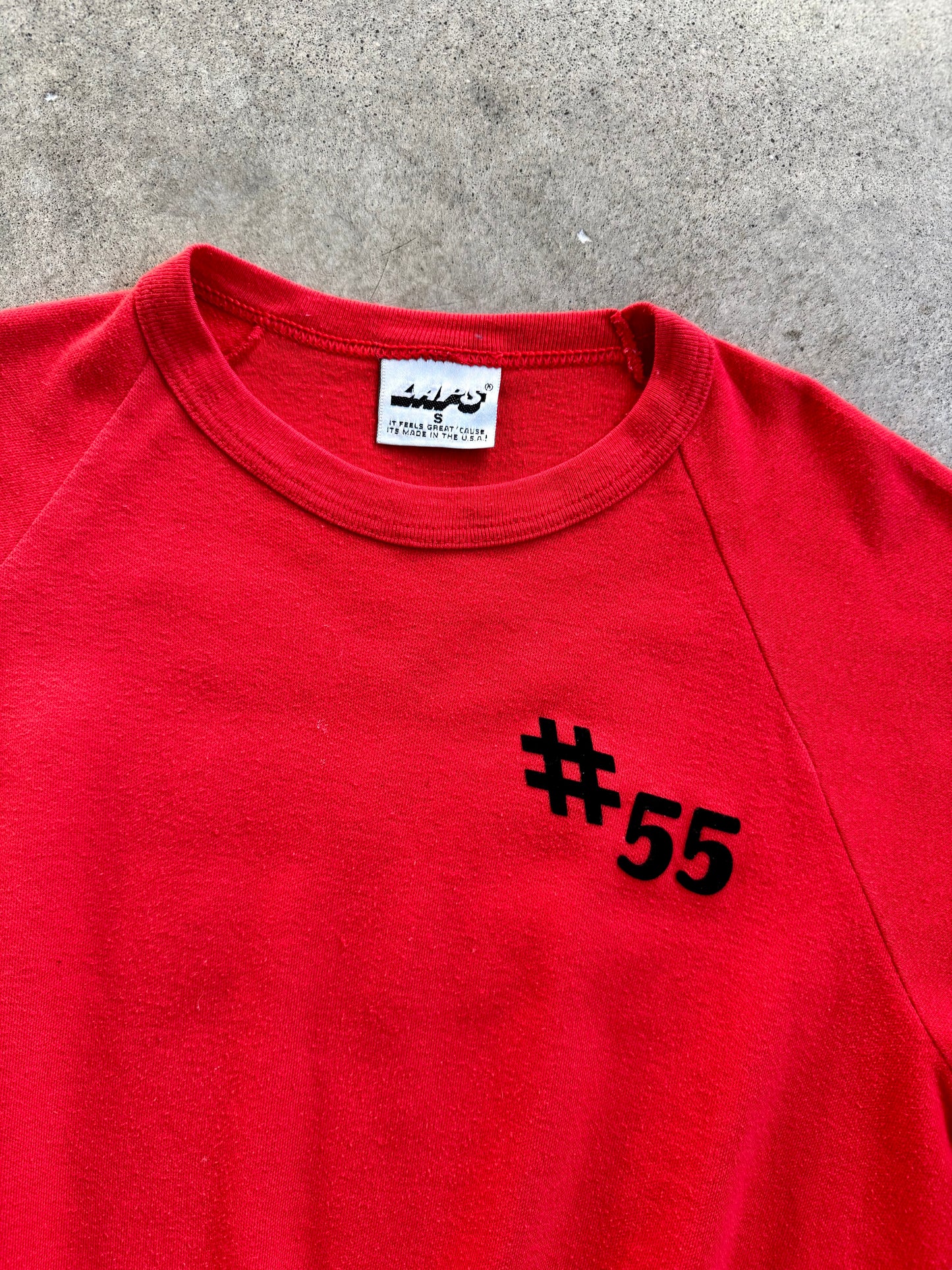 Vintage 1970s “Demons Superbowl Champs” Red Short Sleeve Crewneck Sweatshirt | Small