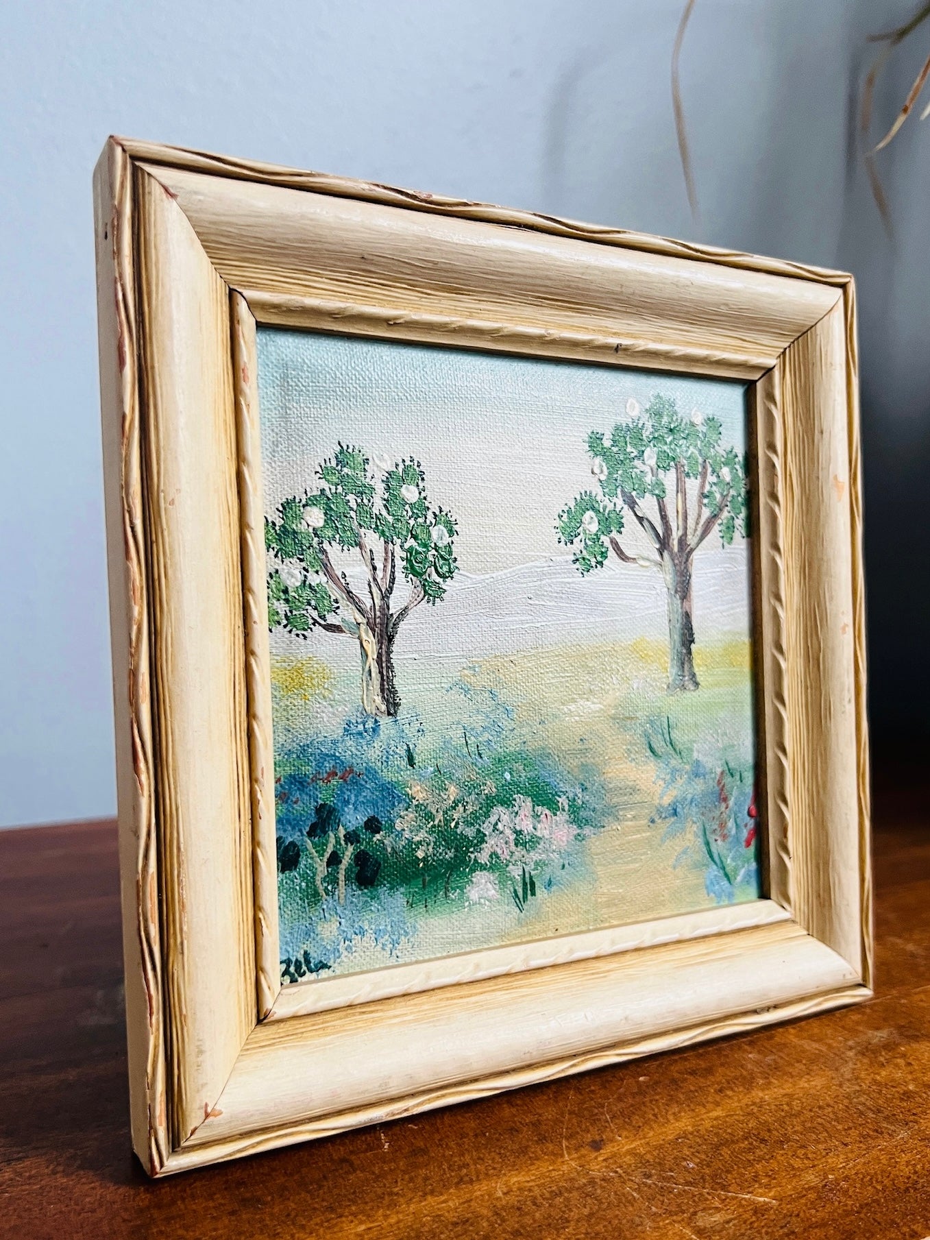 Vintage 1950s/60s Signed Springtime Landscape Oil Painting