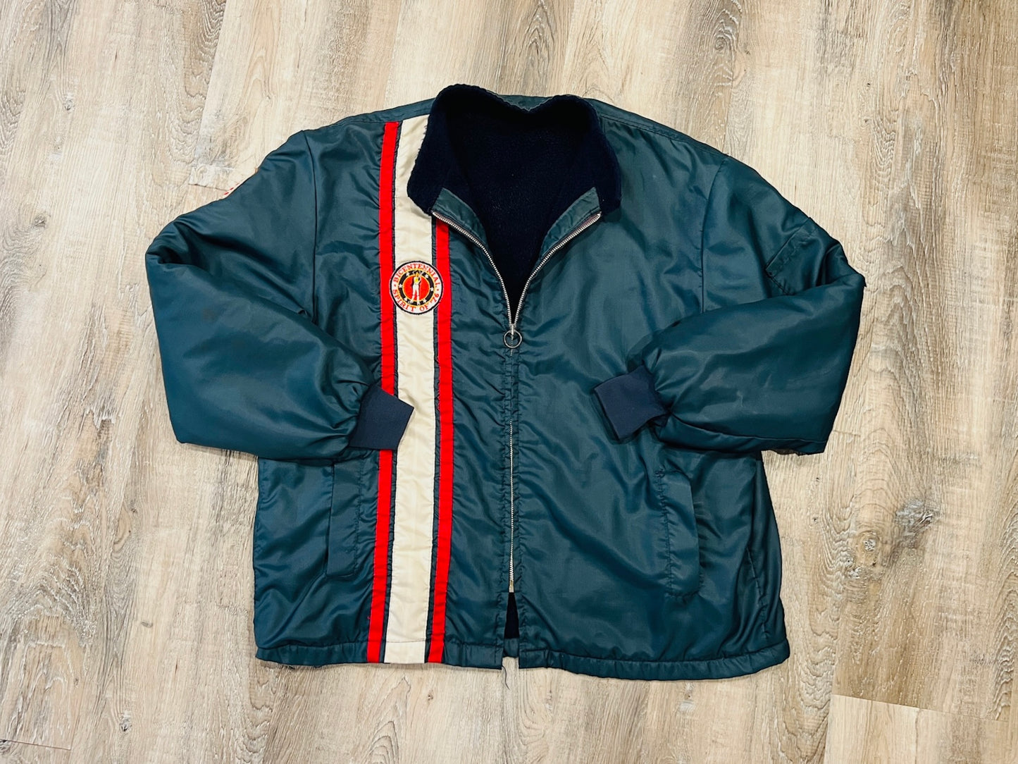 Vintage 1970s Navy "Spirit of '76" Patched Zip-Up Jacket | XL