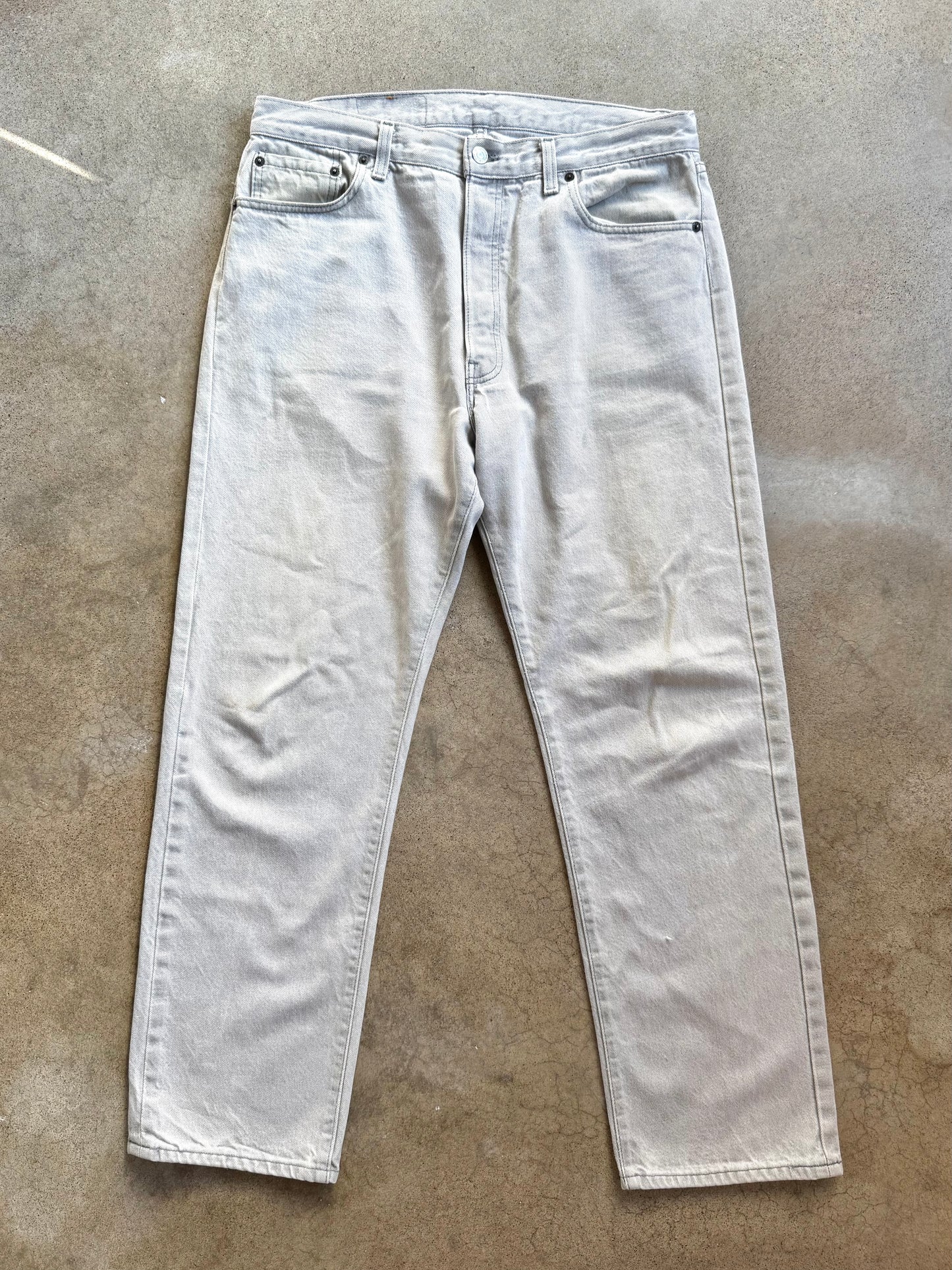 Vintage 1980s Levi's 501 Button Fly Grey Jeans | 36x30