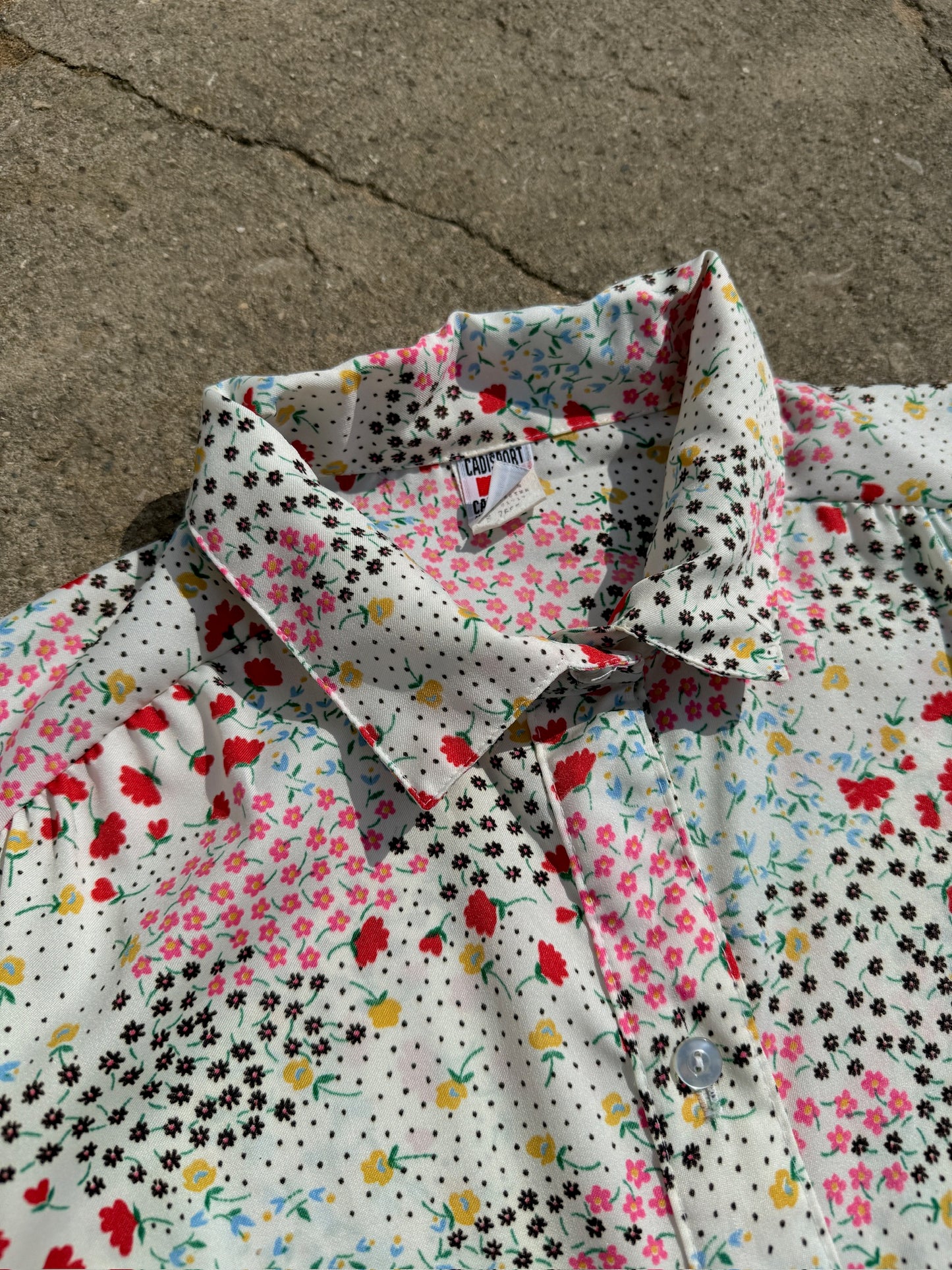 80's Cadisport Brand Floral Blouse | L