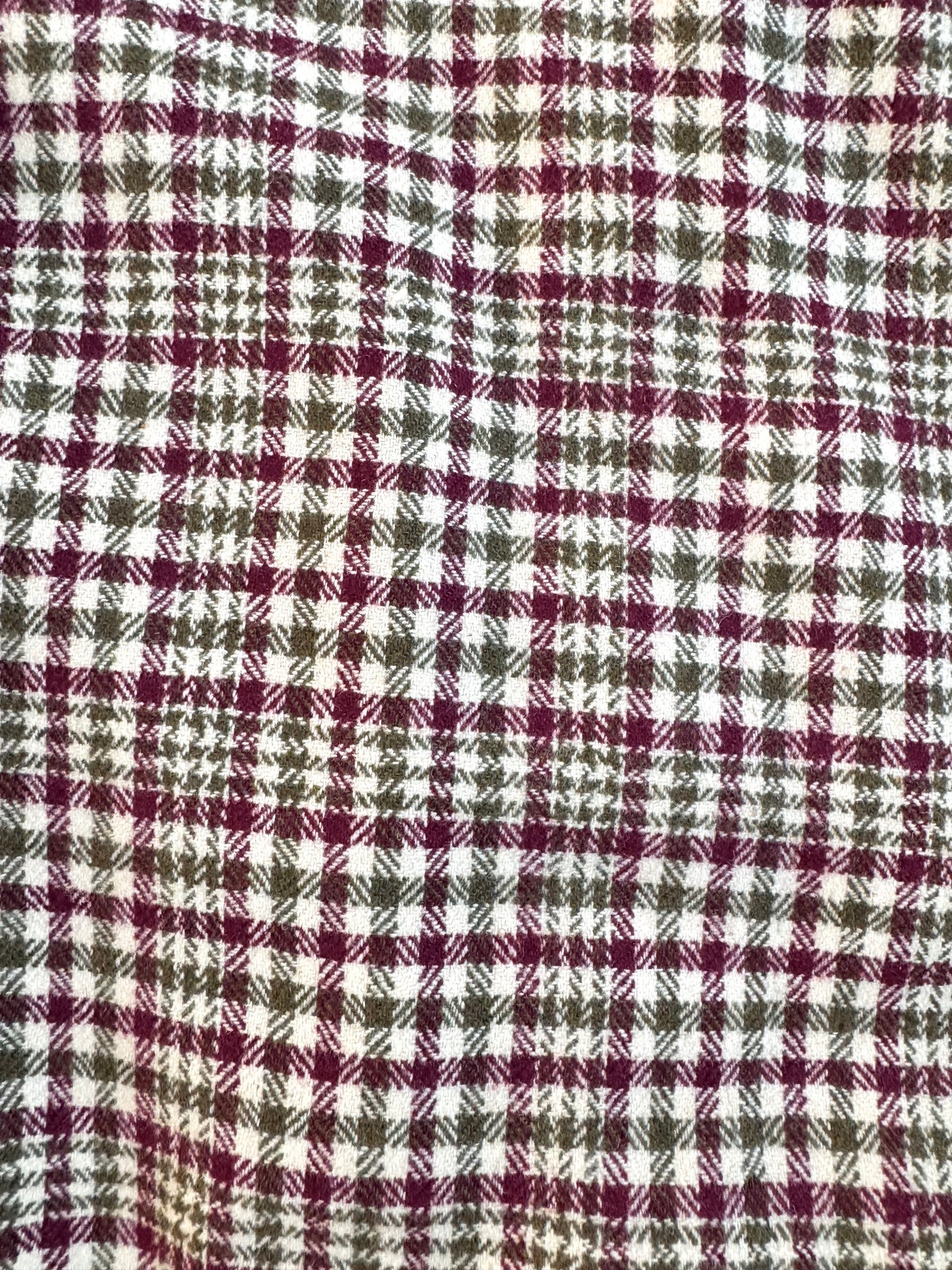 Vintage 1950s Chester Barrie Burgundy & Green Plaid Short Wool Overcoat | L/XL