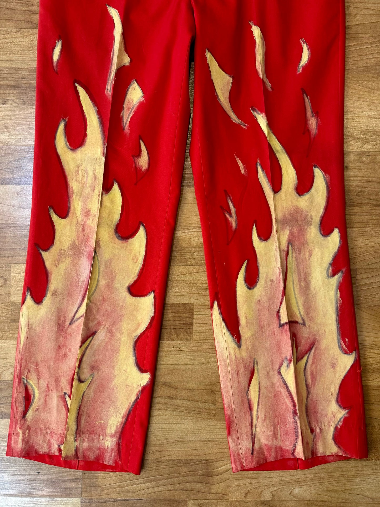 Vintage Hand Painted Flame Pants | Waist 36”