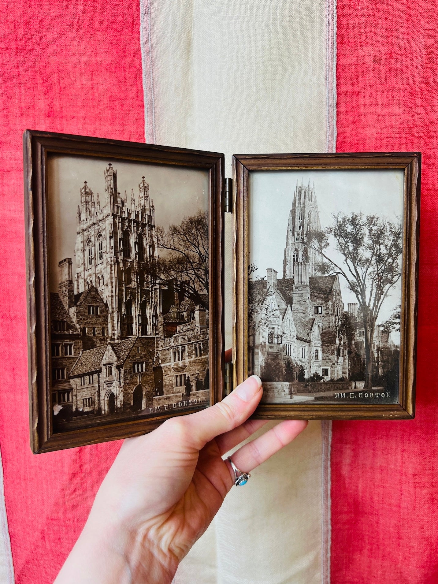 Vintage 1940s Wood Folding Picture Frame Display