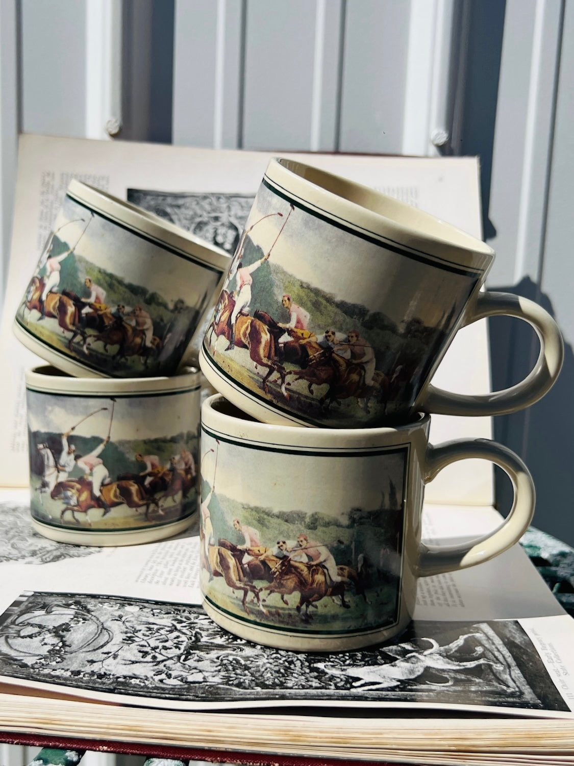 Vintage 1970s Polo Ralph Lauren Equestrian Mugs | Set of 4