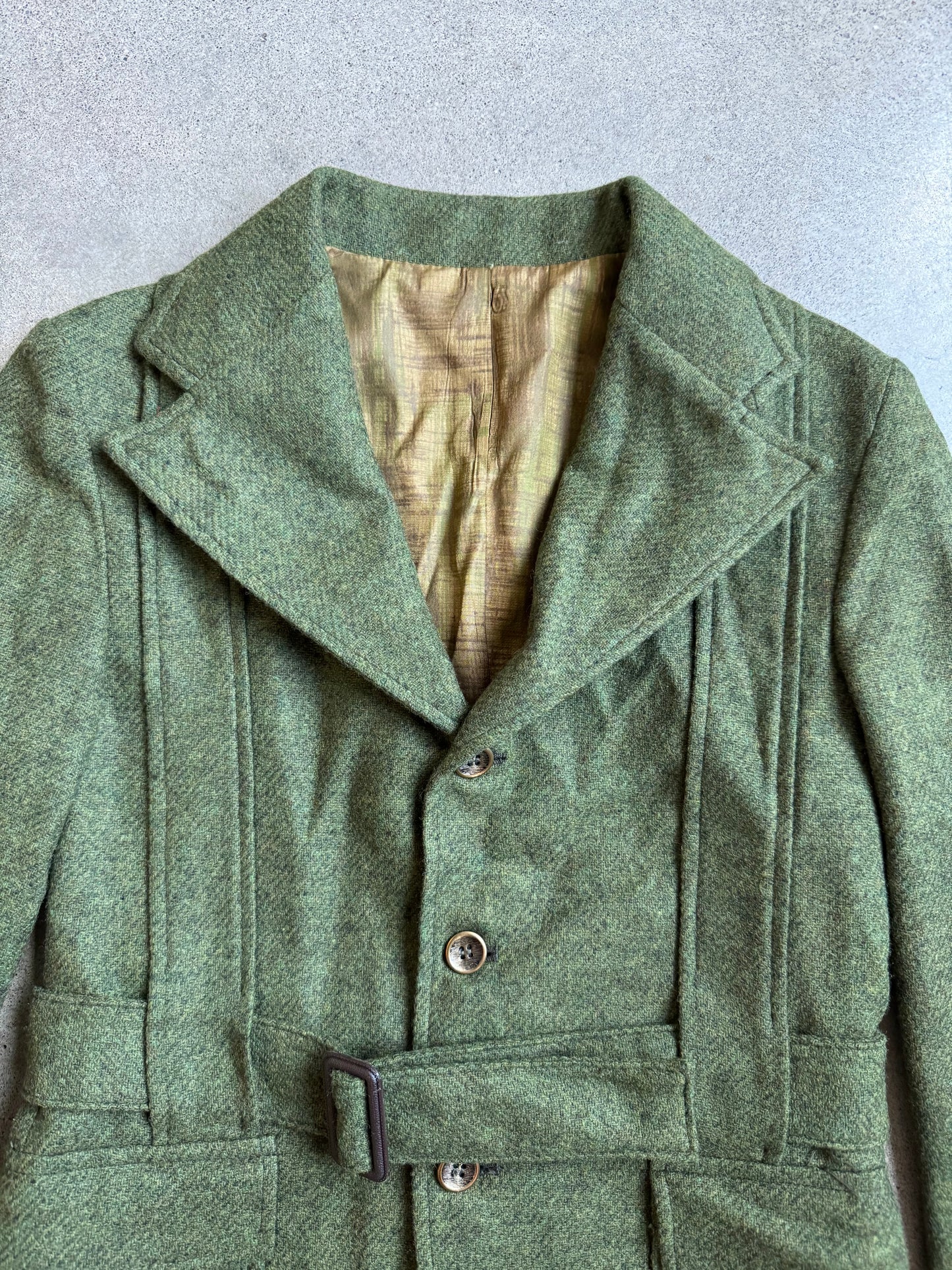Vintage 1960s Santone Green Wool Belted Jacket | XS