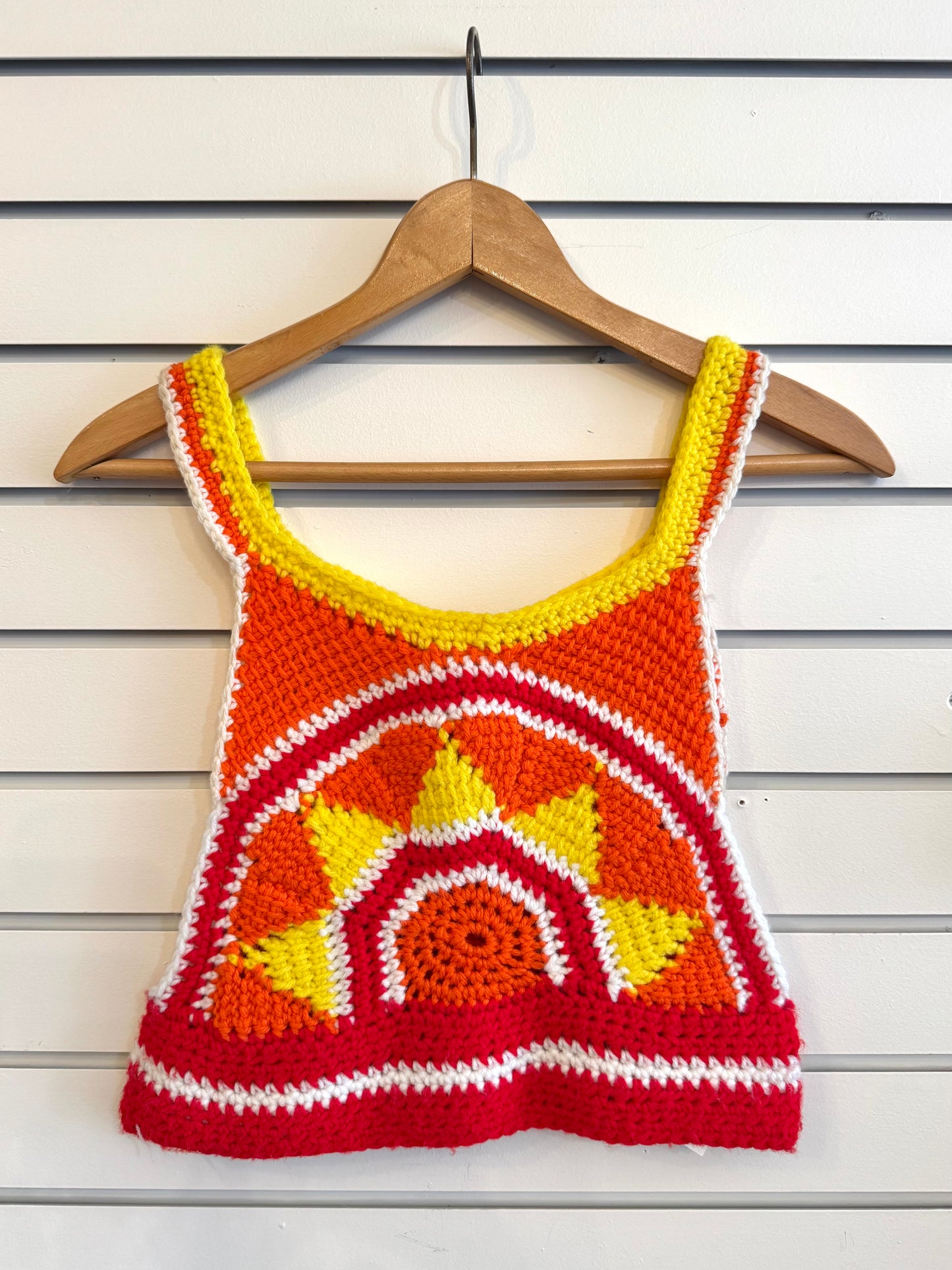 Vintage 1970s Crochet Sun Cropped Tank | XS