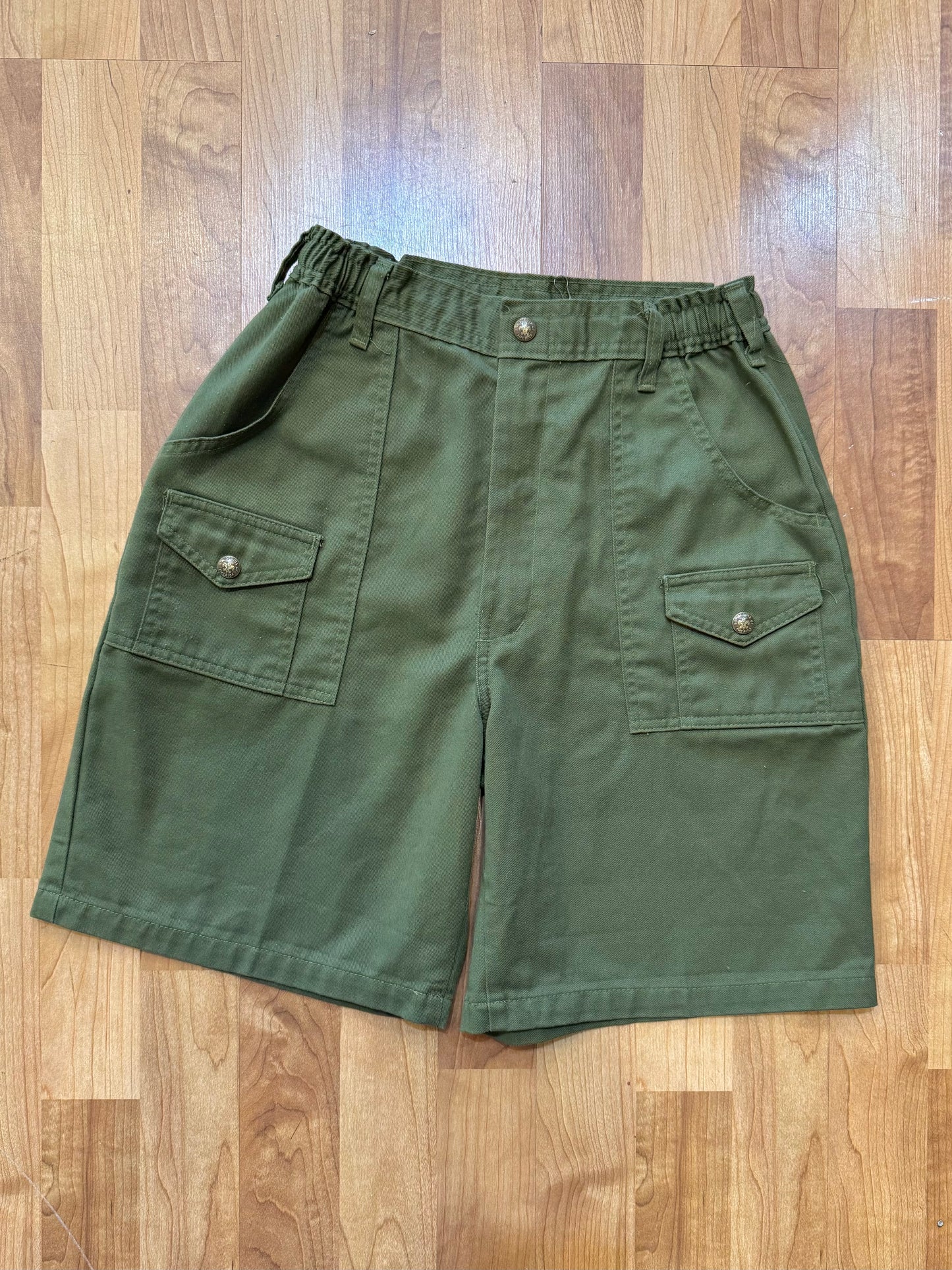 Vintage Boy Scouts Uniform Green Cotton Utility Shorts | S/M