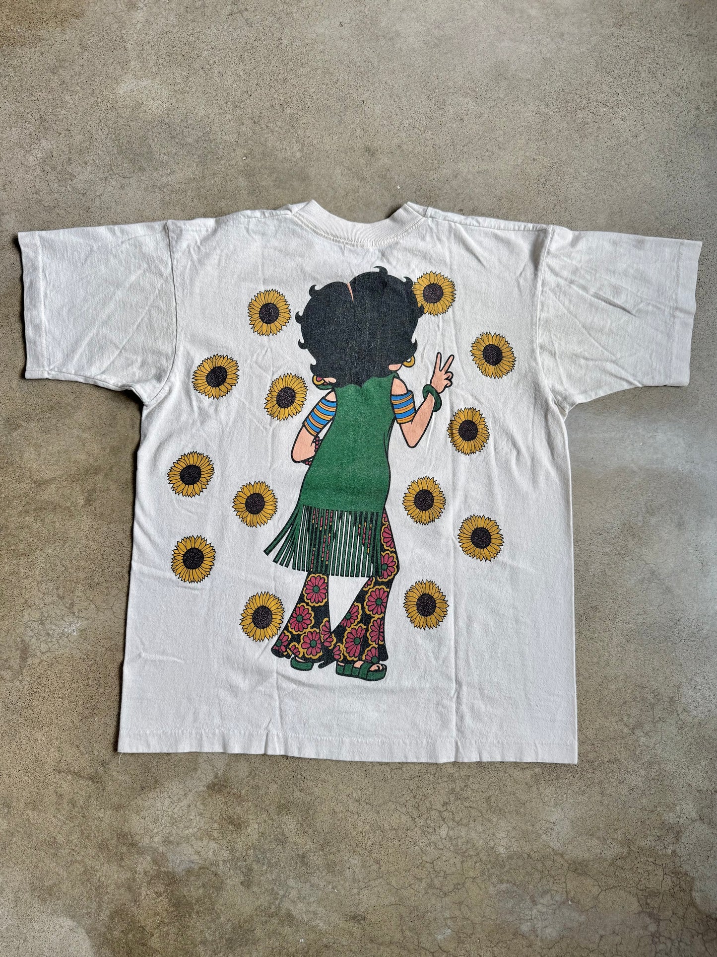 Vintage 1993 Betty Boop "Flower Power" Two-Sided Graphic Tee | Large