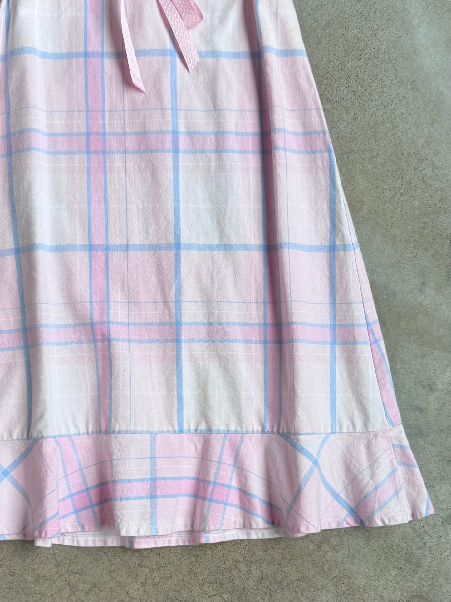Vintage Handmade Pink Plaid Ruffle Hem Dress | XS/S