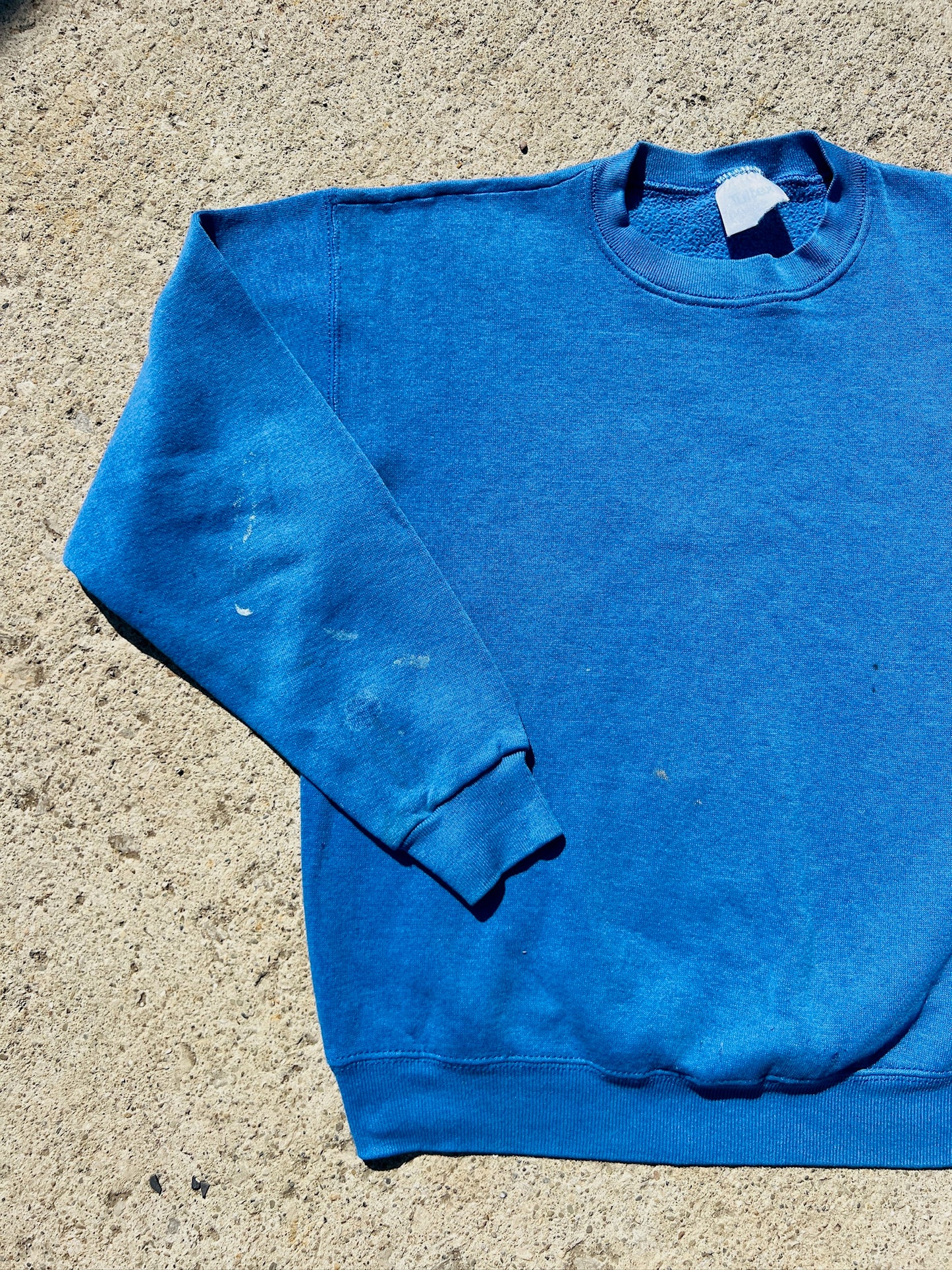 Vintage 1980s Tultex Worn Blue Crewneck Sweatshirt | Medium