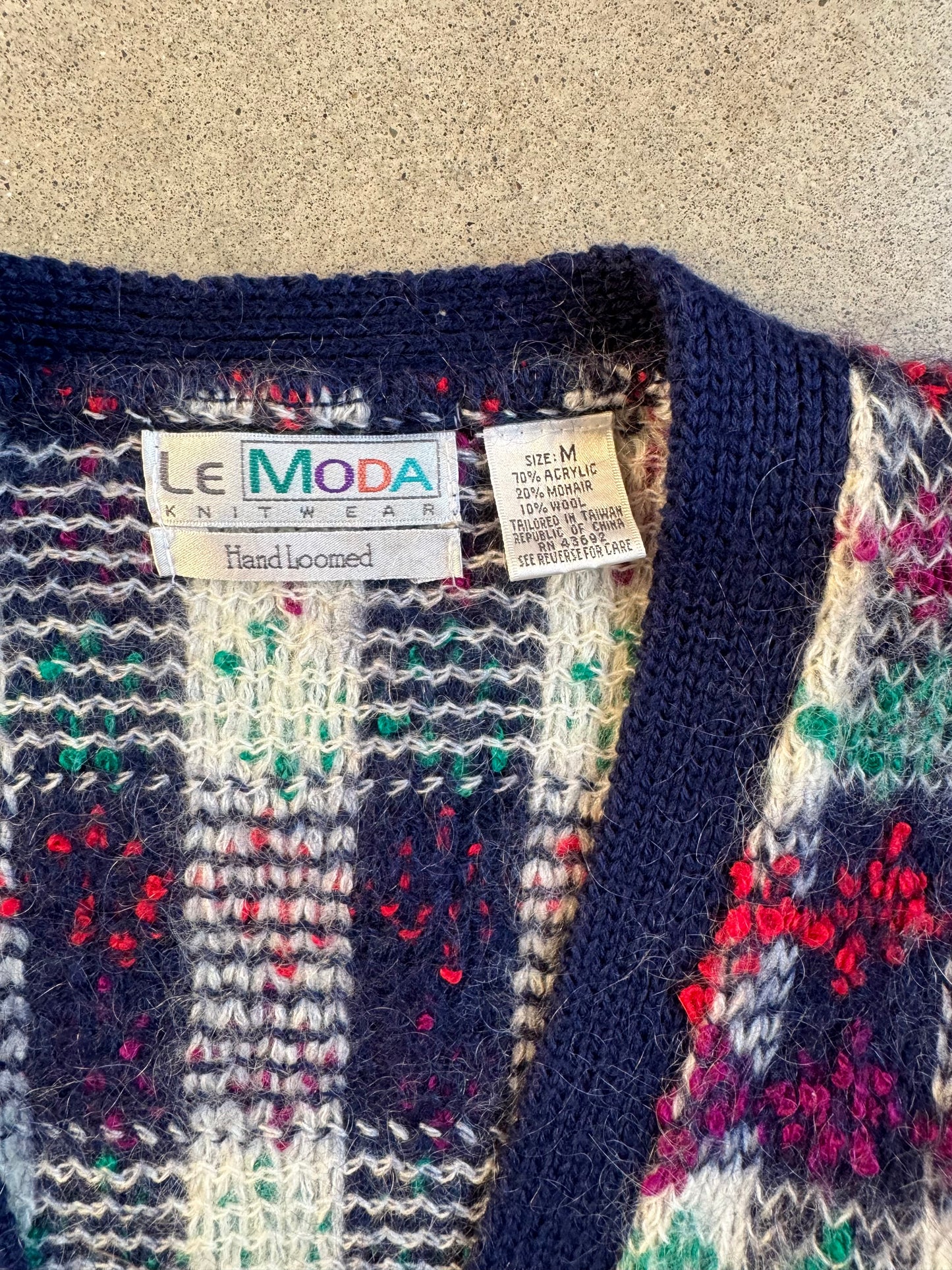 Vintage 1980s Le Moda Plaid Mohair-Blend Knit Cardigan | Medium