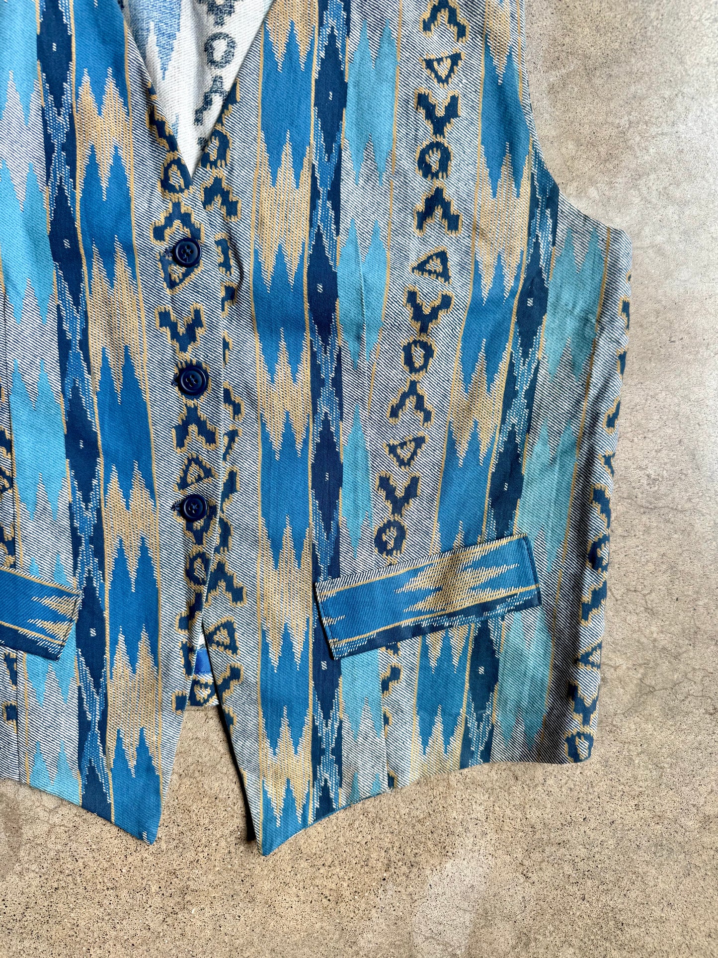 Vintage Handmade Blue Southwestern Vest | S/M
