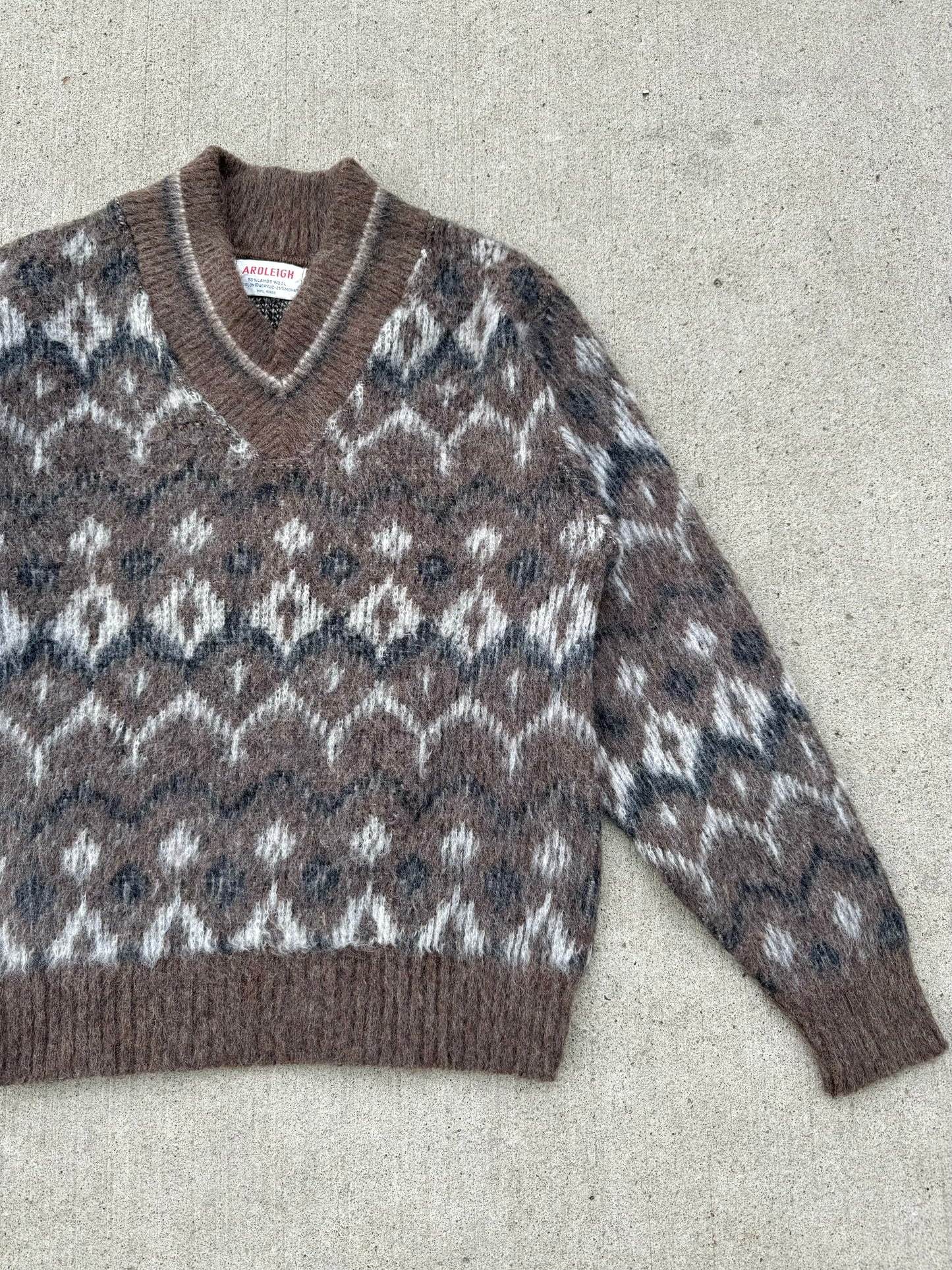 Vintage 1960s Ardleigh Mohair Wool V-Neck Sweater | M/L