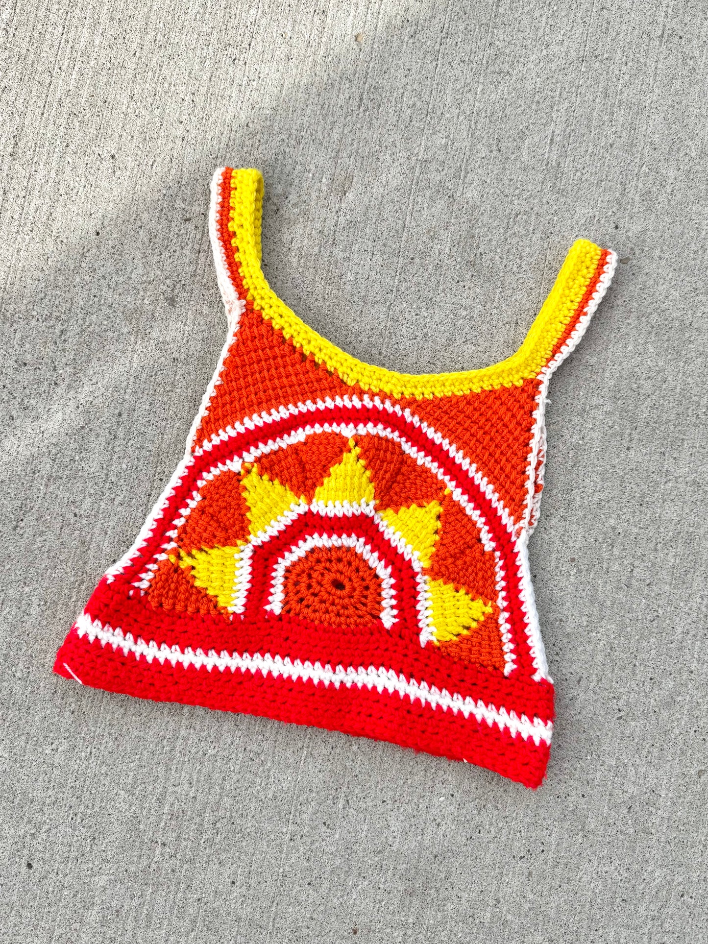 Vintage 1970s Crochet Sun Cropped Tank | XS