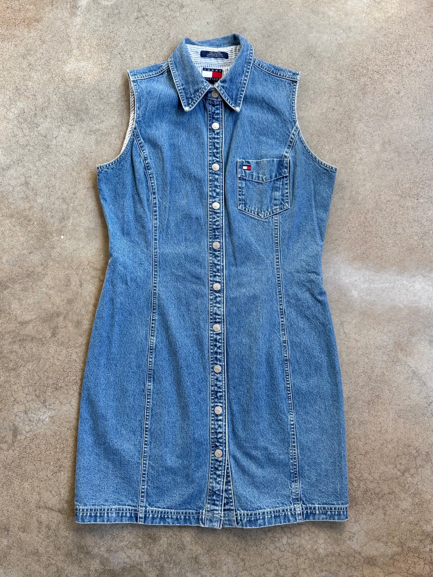 Vintage 1990s Tommy Hilfiger Sleeveless Denim Dress | Medium