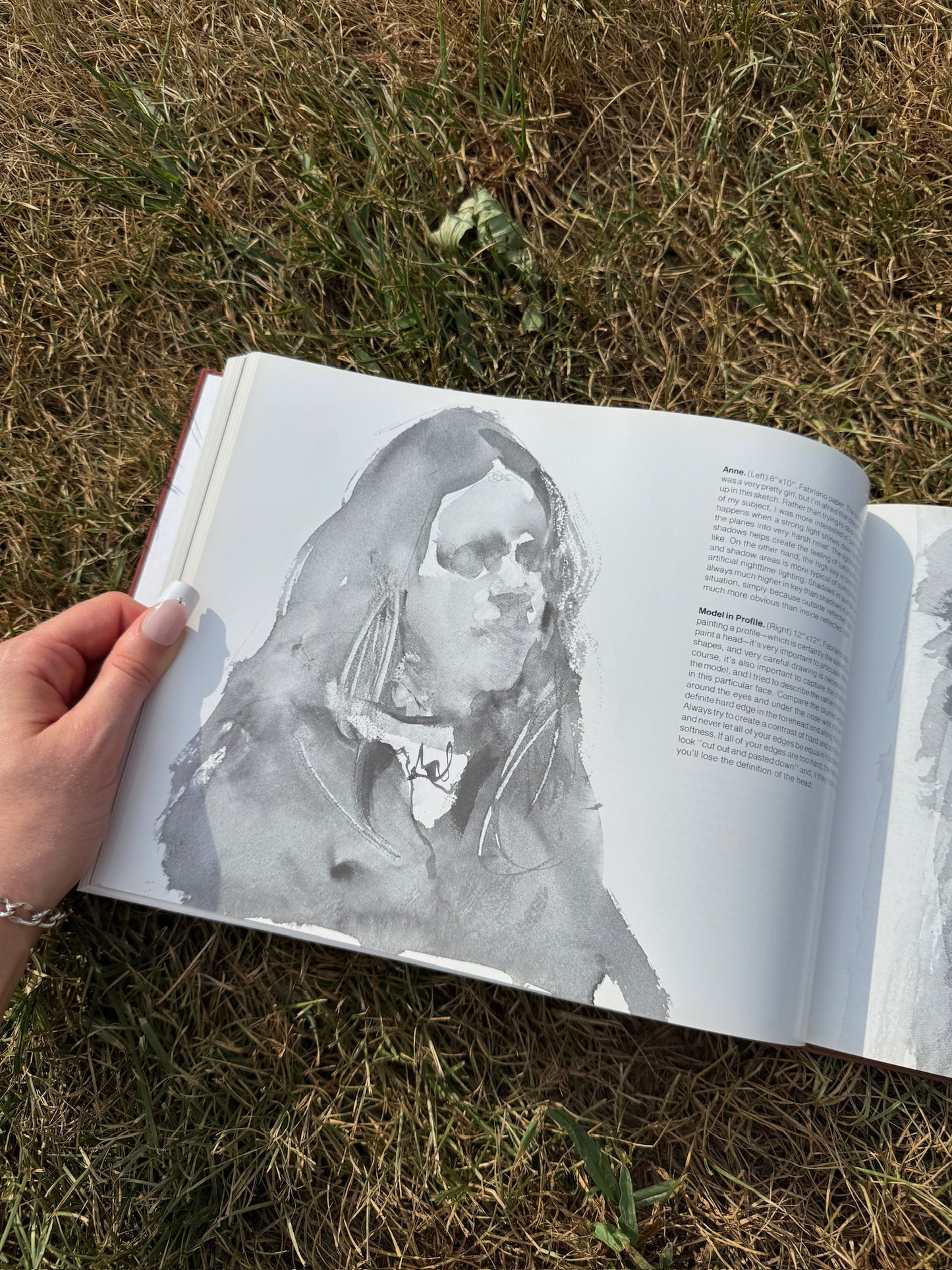 Vintage 1970s Portrait Painting in Watercolor Book