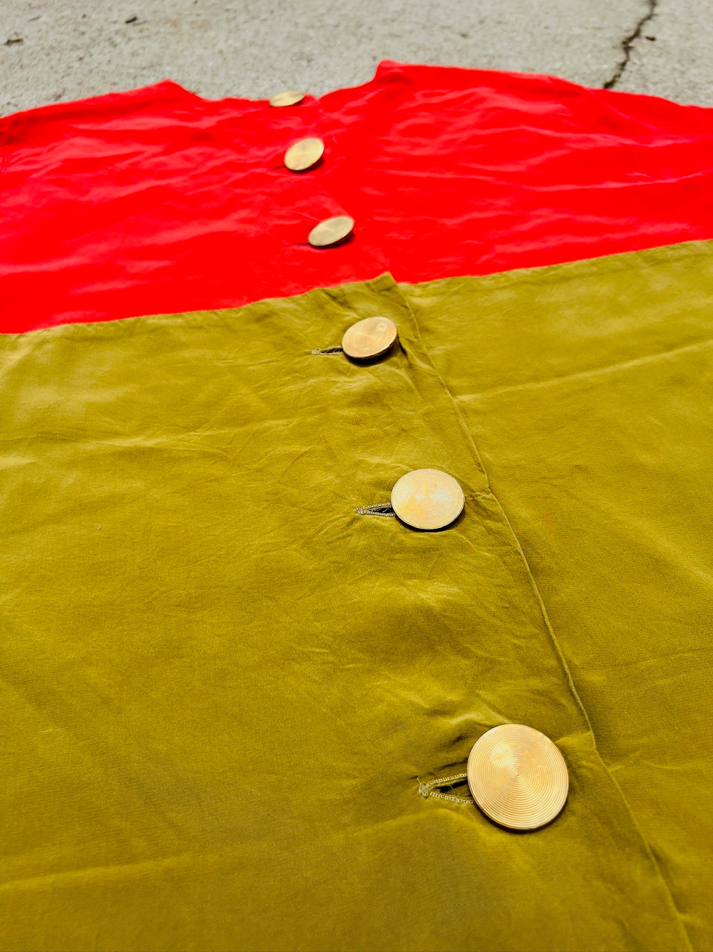 Vintage 1980s Bill Geoffreys Silk Color Block Short Sleeve Shift Dress | Medium