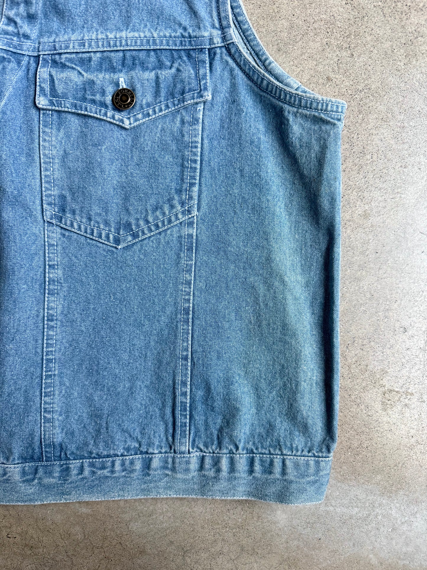 Vintage 1990s Forelli Light Wash Denim Vest | XL