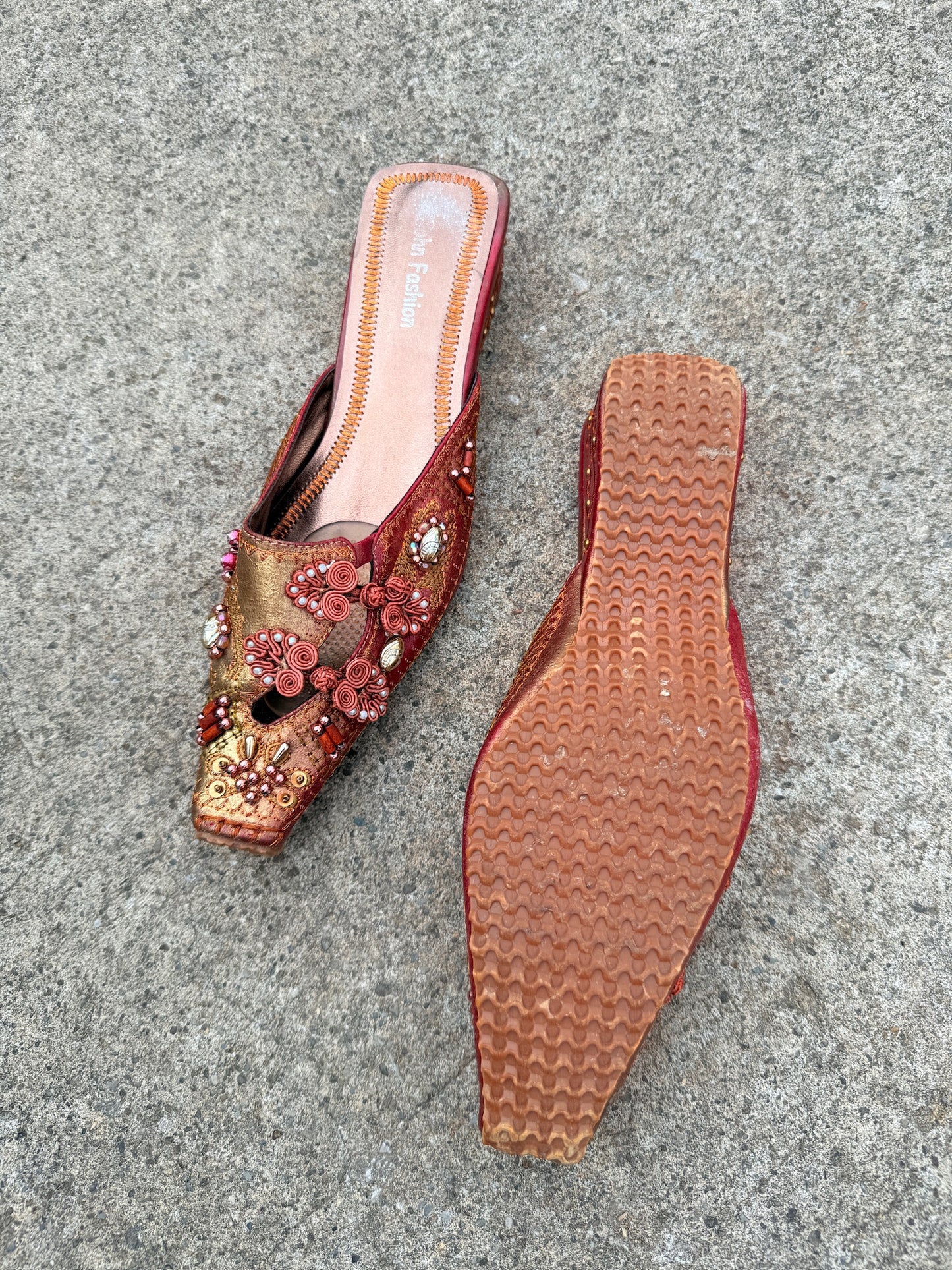 Vintage 1990s John Fashion Whimsical Embellished Heeled Shoes | Women’s 7