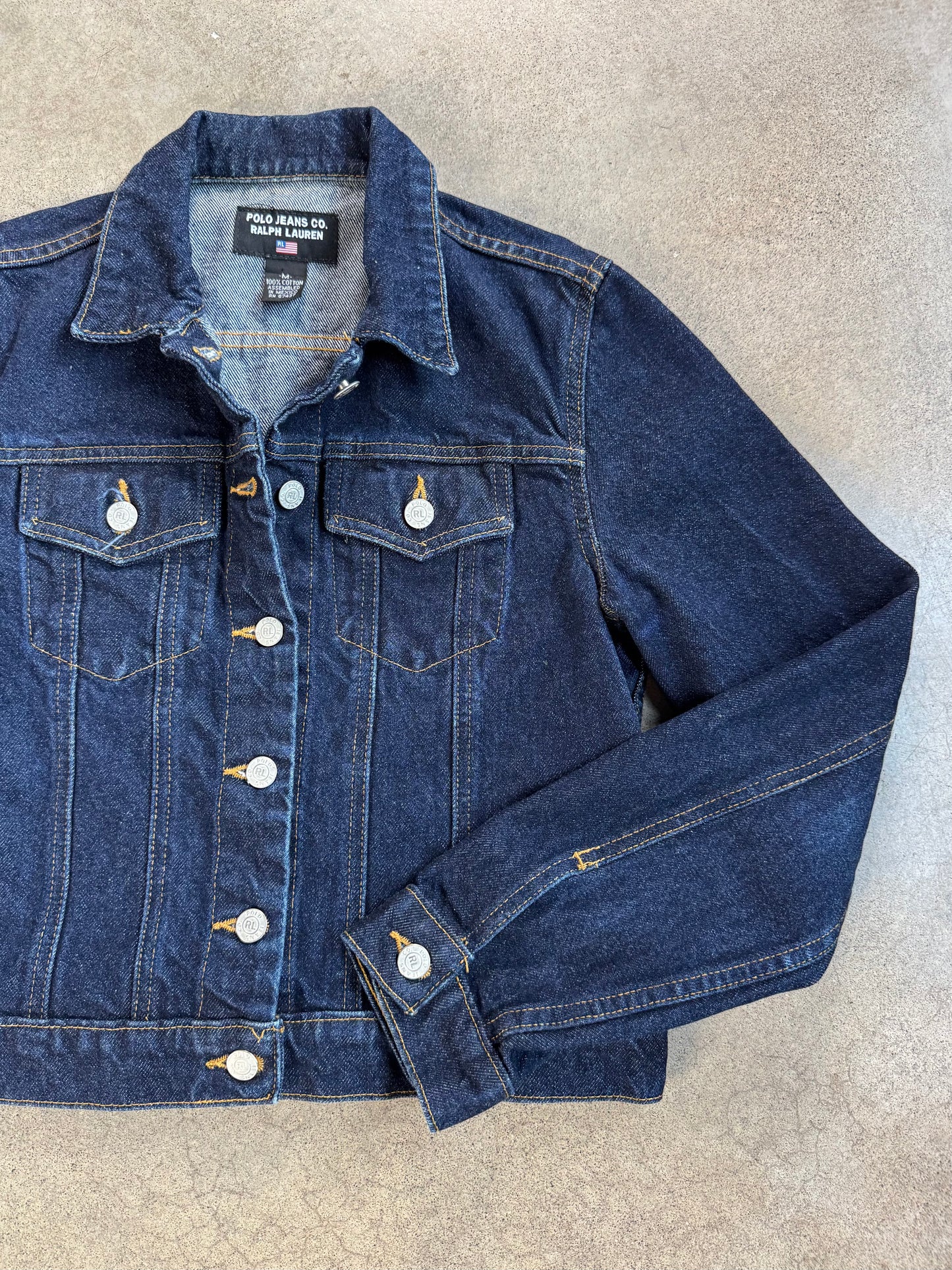 Vintage 1990s Polo Jeans Co. Dark Wash Denim Jacket | Medium