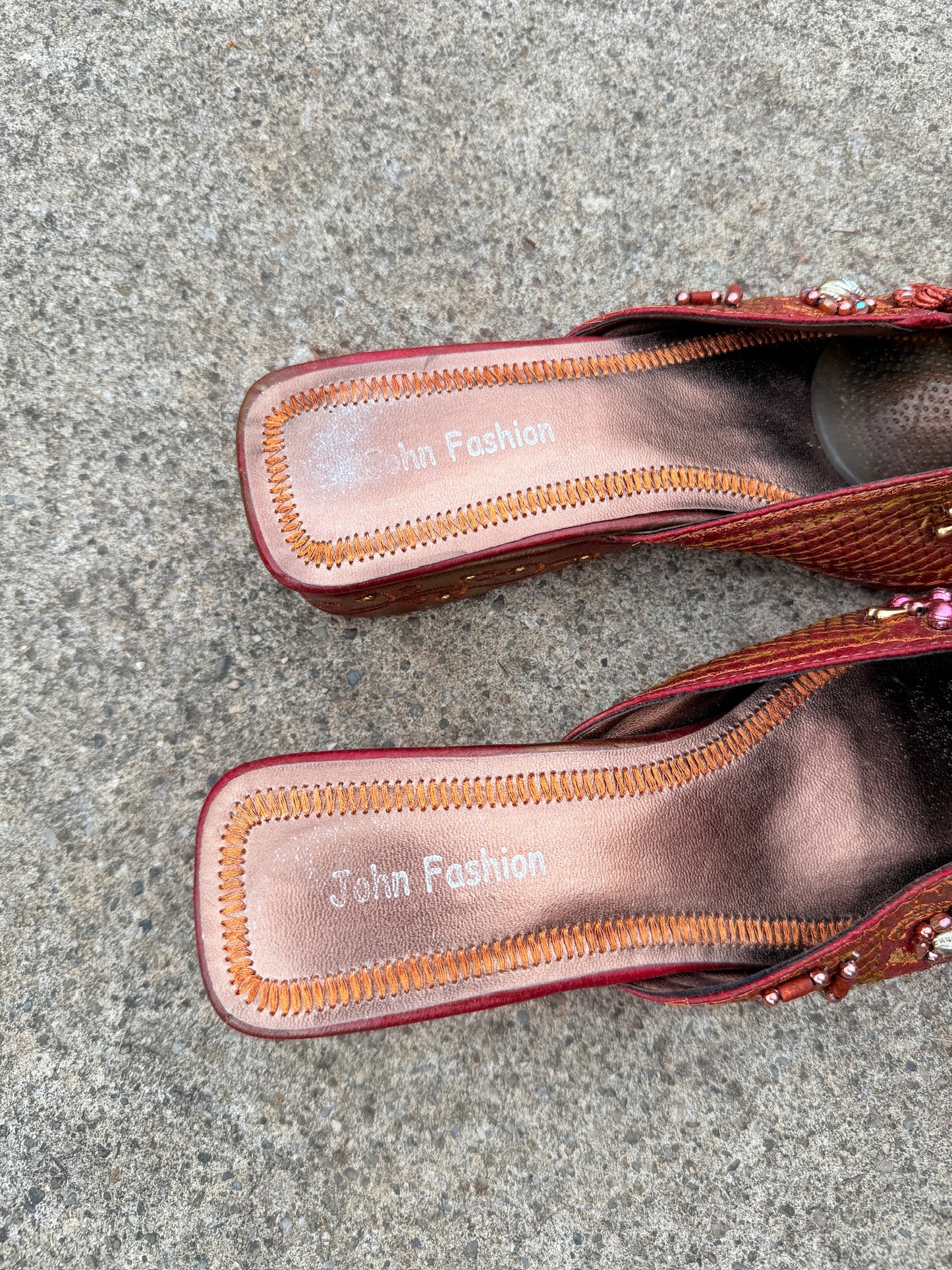 Vintage 1990s John Fashion Whimsical Embellished Heeled Shoes | Women’s 7
