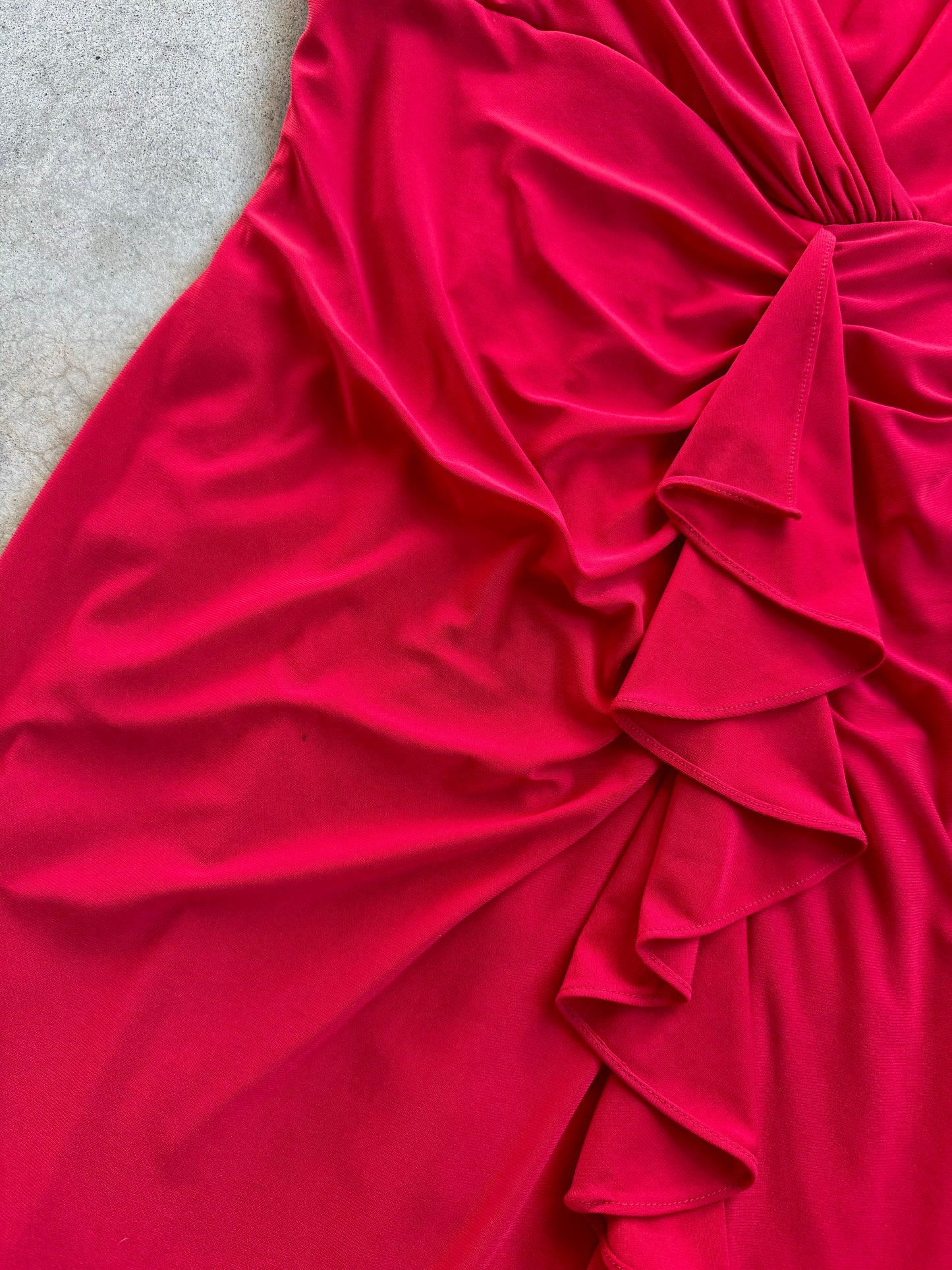 Vintage 1990s Cache Red Ruched Bodycon Formal Mini Dress | Small