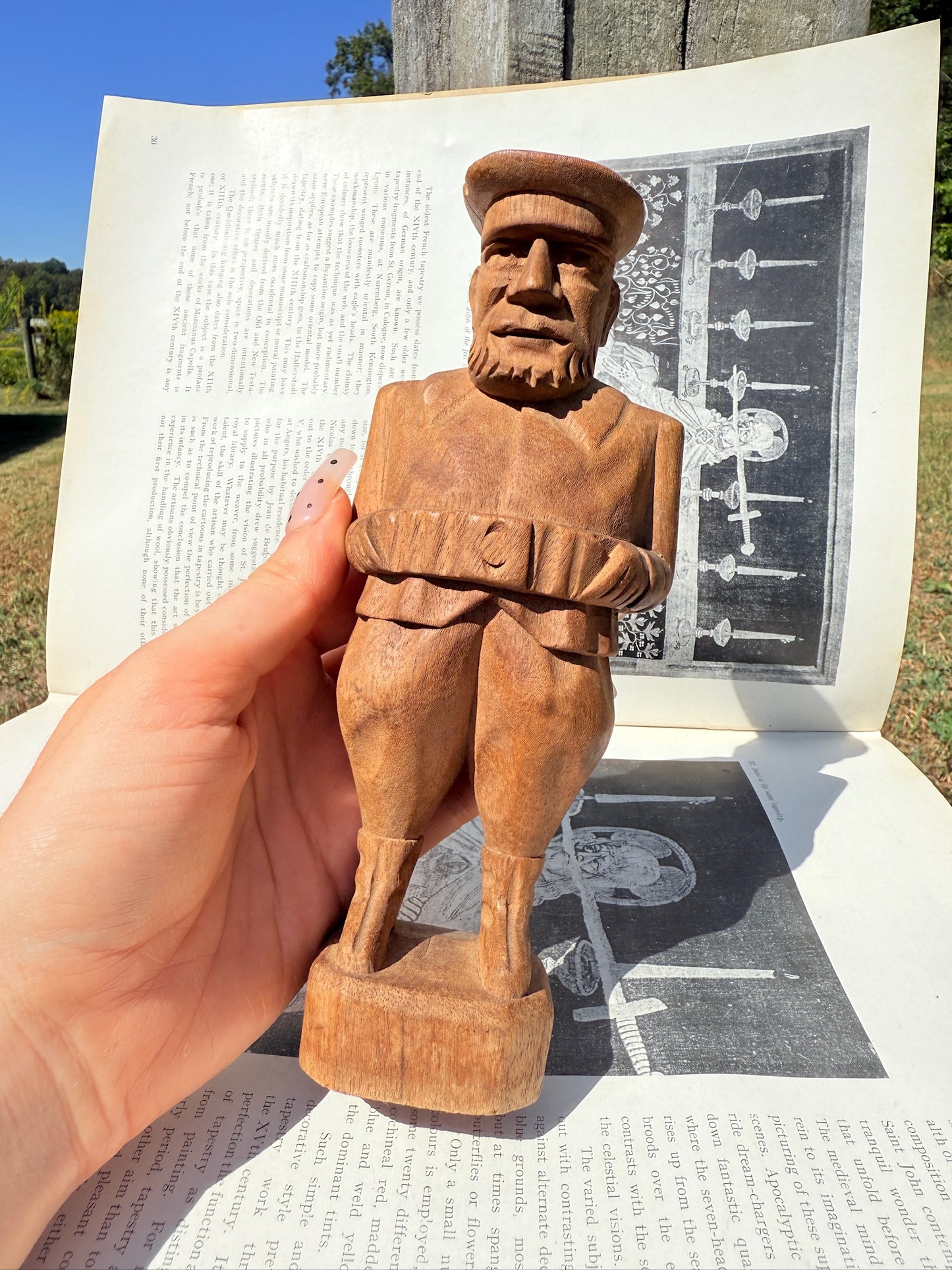 Vintage 1950s Wood Carved Sailor Man Statue