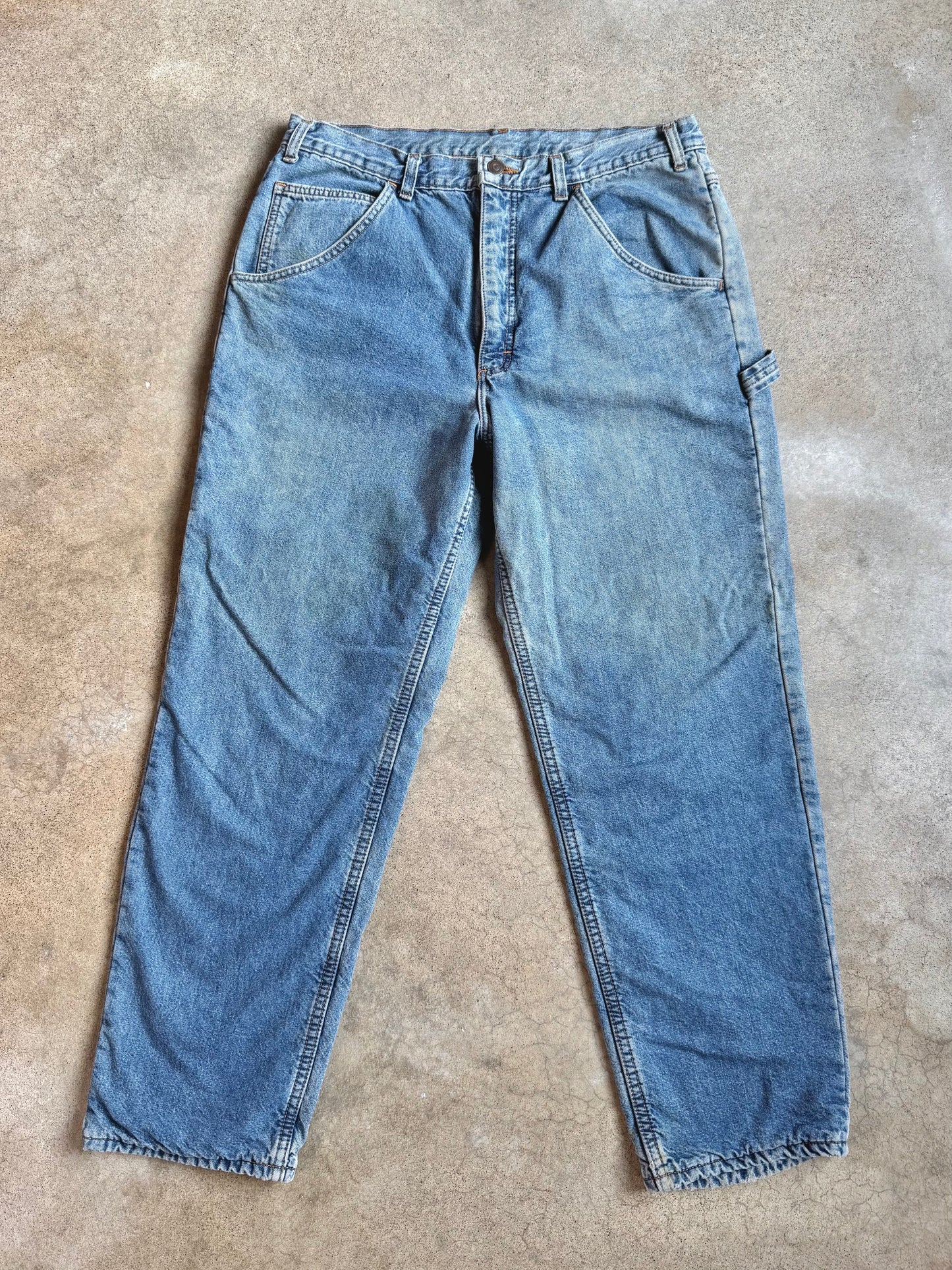 Vintage 1990s Flannel Lined Faded Carpenter Jeans | Waist 36”