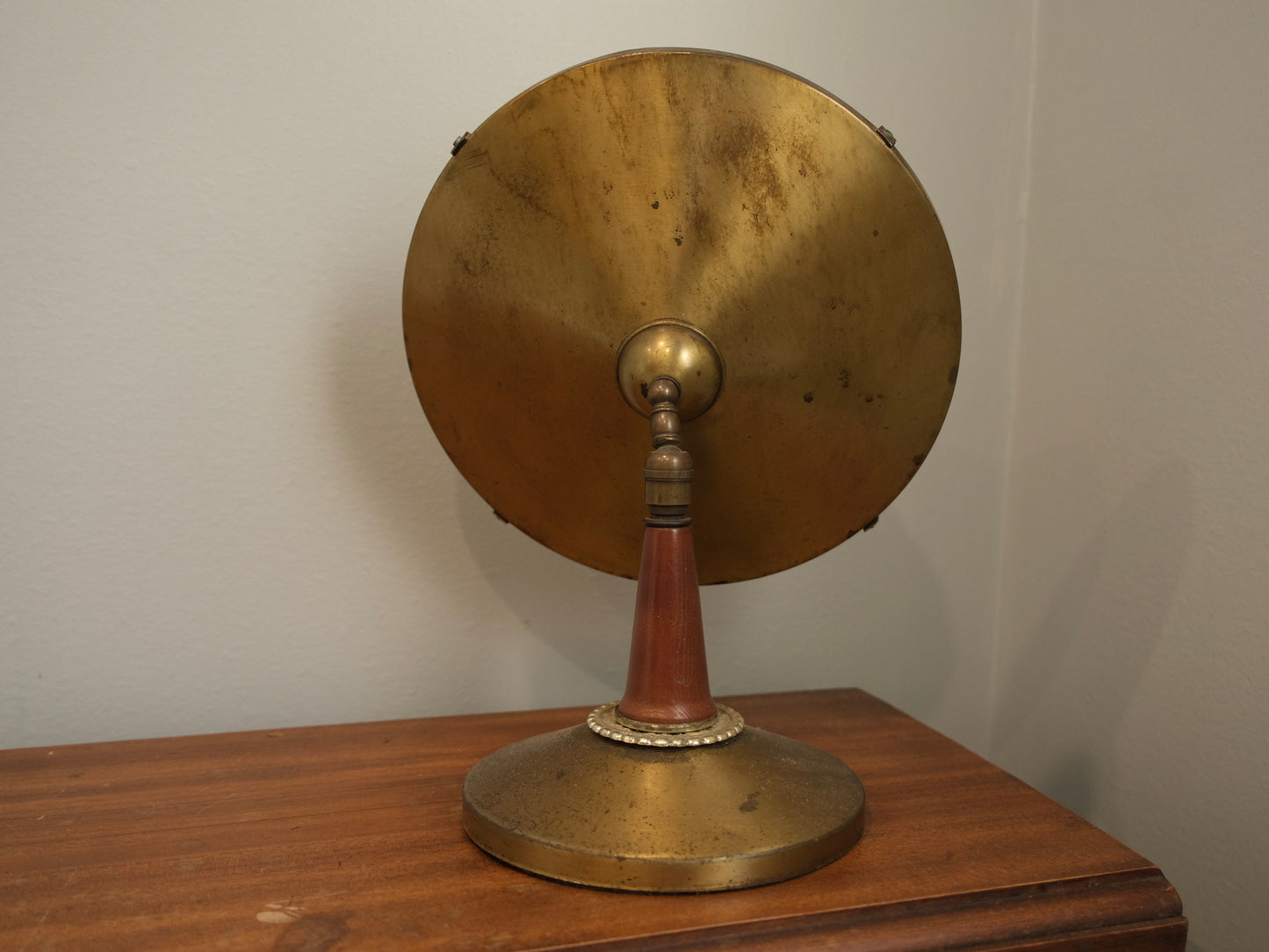 Vintage 1920s/30s Circular Brass Pedestal Mirror