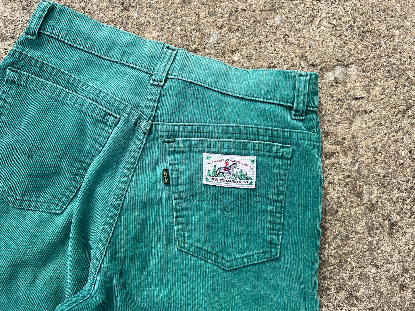 Vintage Rare Levi's "Cowgirl’s Favorite Garment" Green Corduroy Pants | Waist 27”