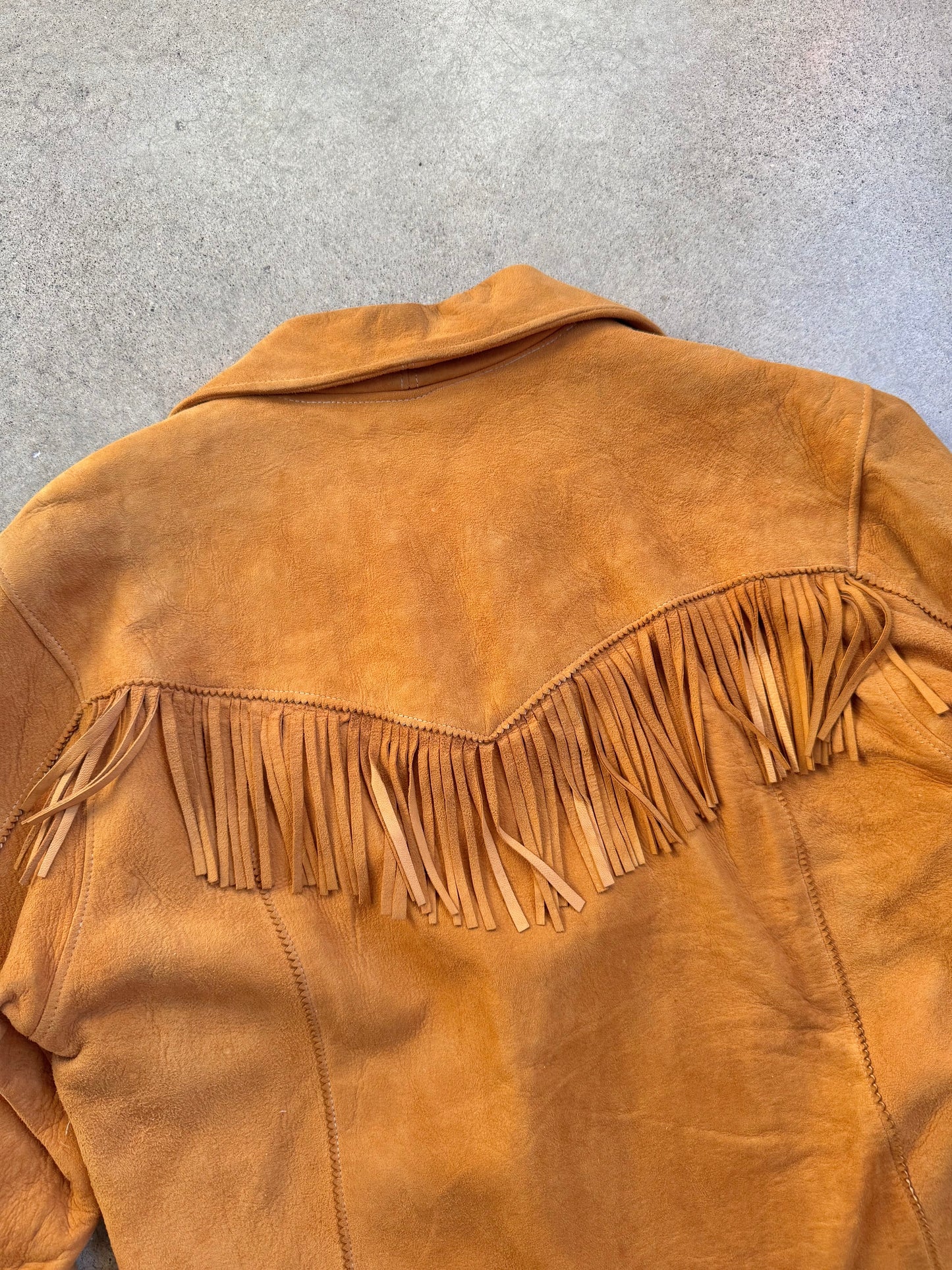 Vintage 1970s Handmade Deerskin Suede Leather Lace-Up Fringe Shirt | M/L