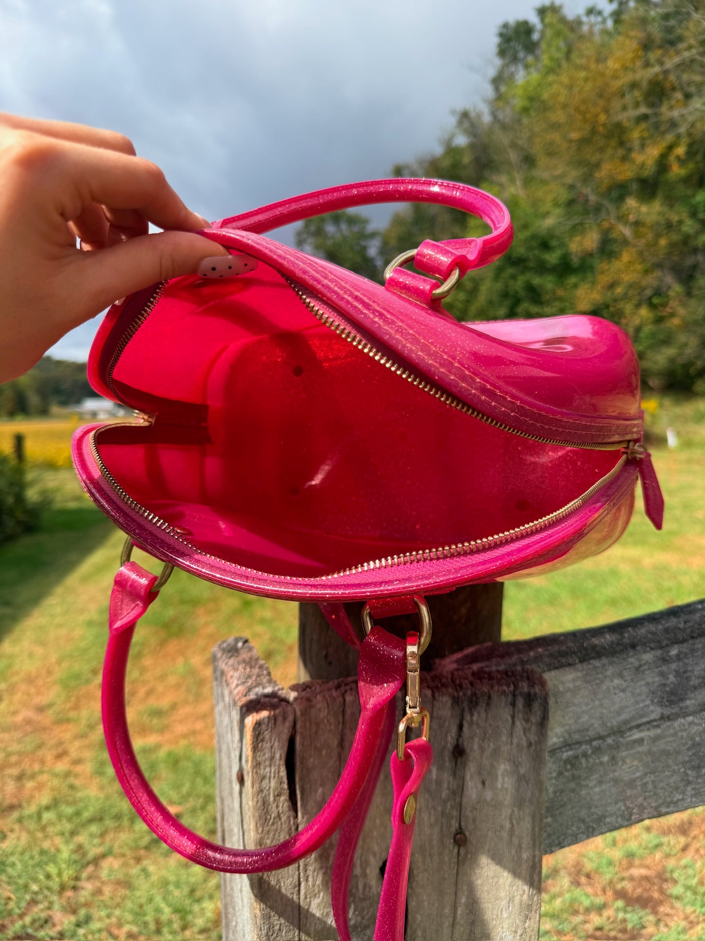 Furla Pink Candy Glitter Jelly Top Handle Bag