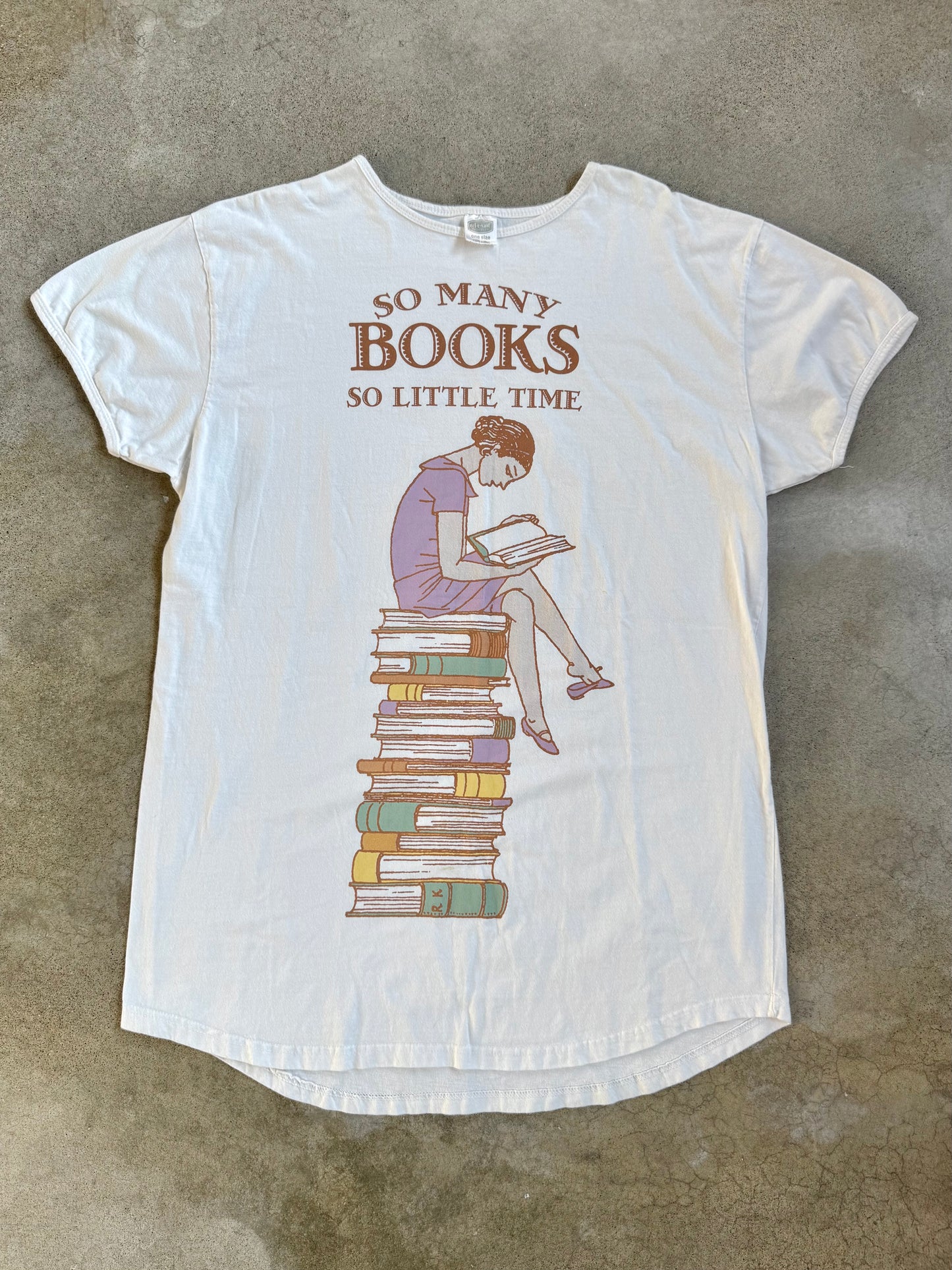 Vintage 1990s "So Many Books, So Little Time" Cotton Night Shirt | One Size