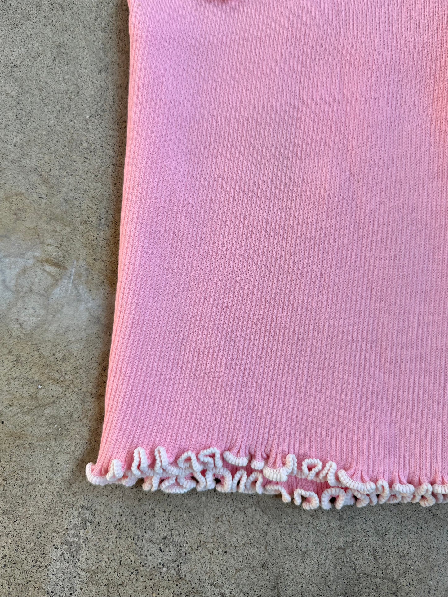 Vintage 1970s Baby Pink Frilled Tie Collar Sleeveless Blouse | Small