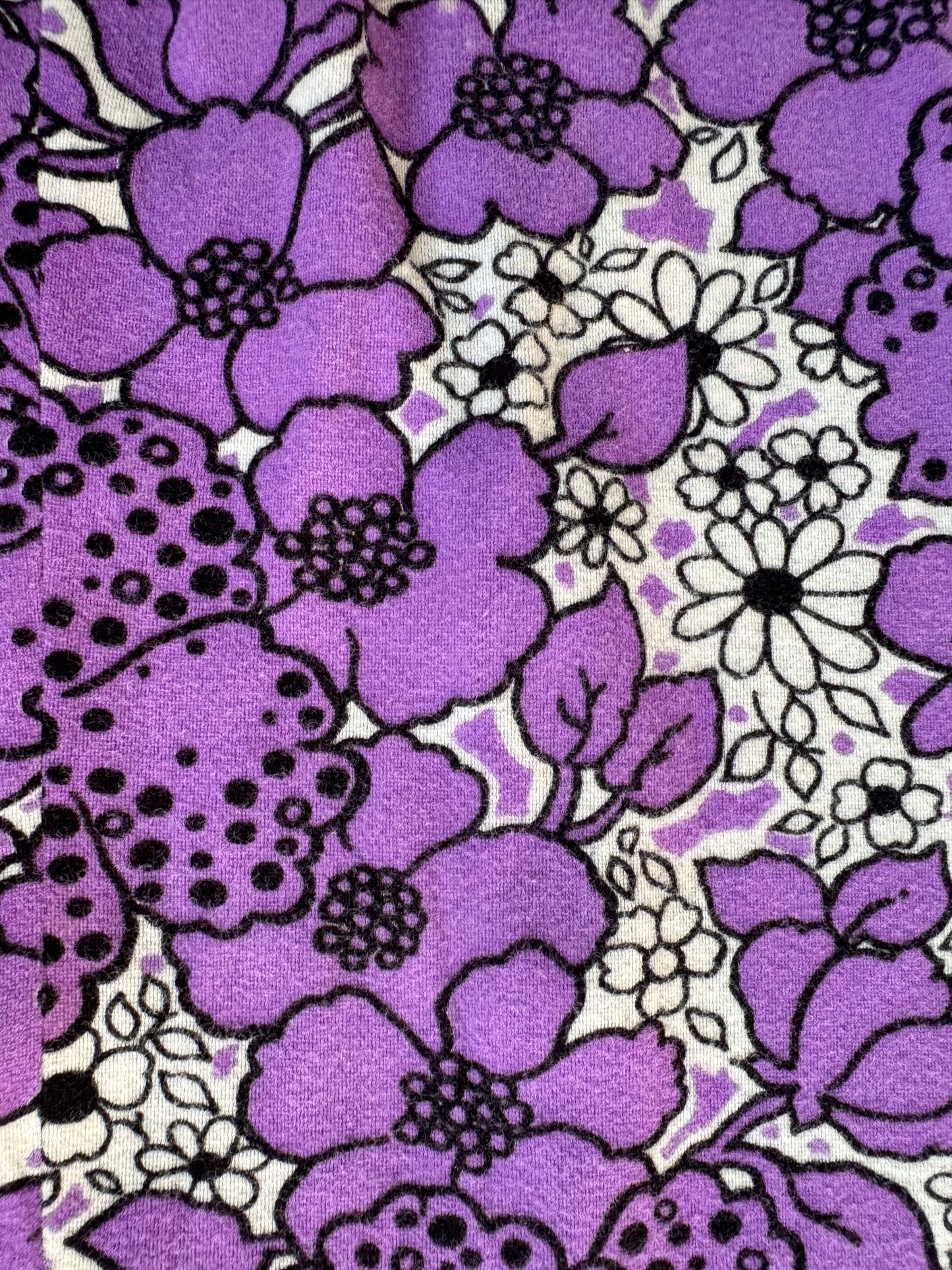 Vintage 1960s Patty O'Neil Purple Floral Long Sleeve Mini Dress | Medium