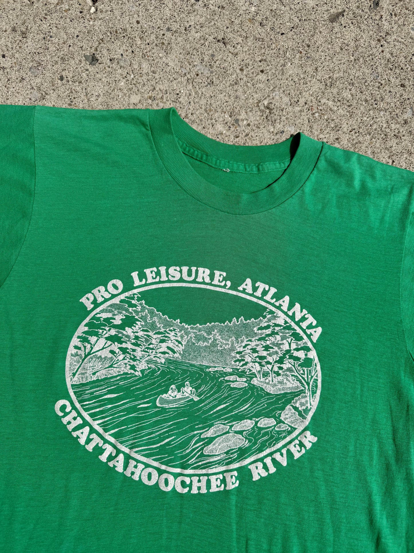 Vintage 1980s Green Chattahoochee River Two-Sided Graphic Tee | S/M