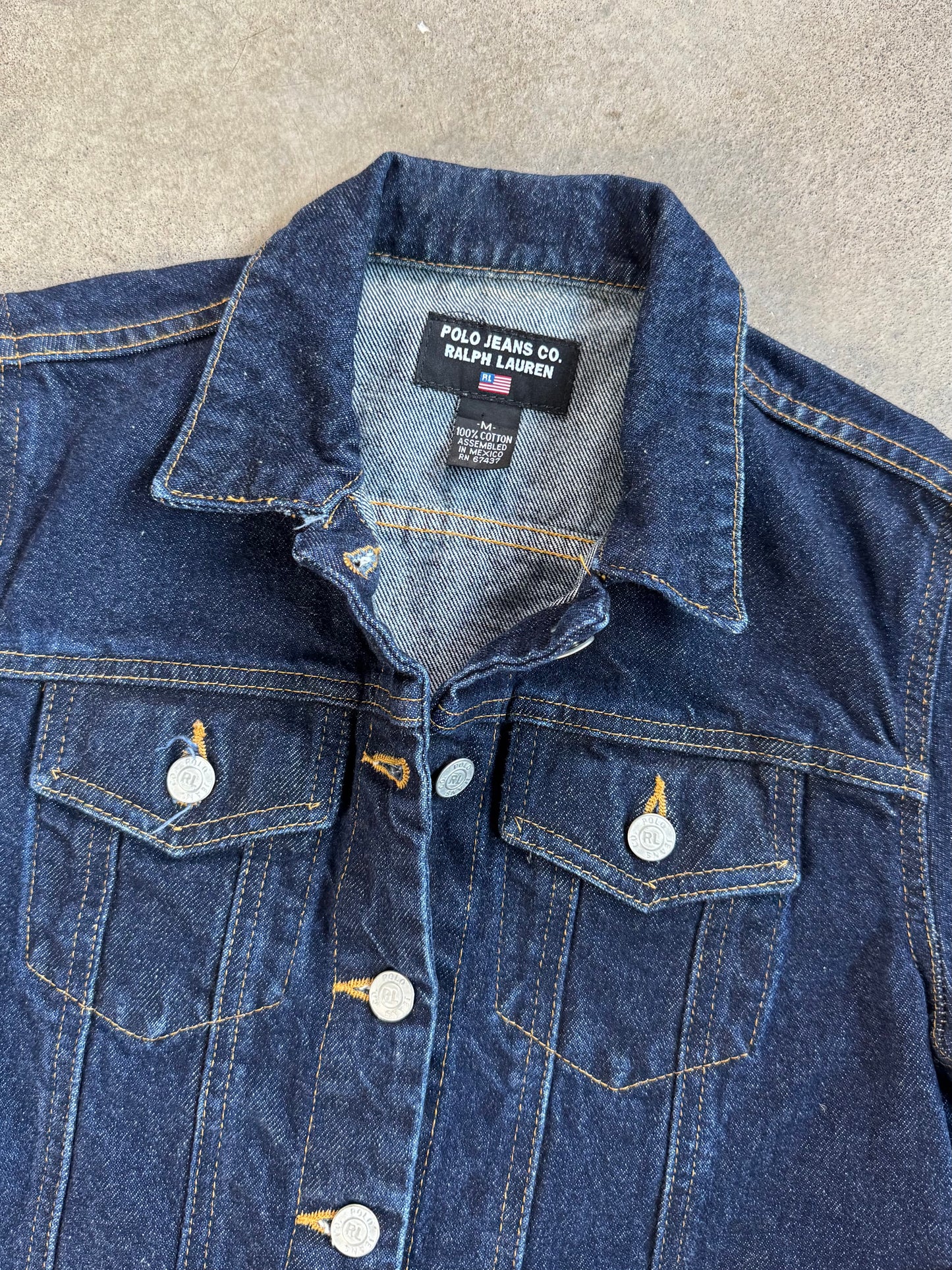Vintage 1990s Polo Jeans Co. Dark Wash Denim Jacket | Medium
