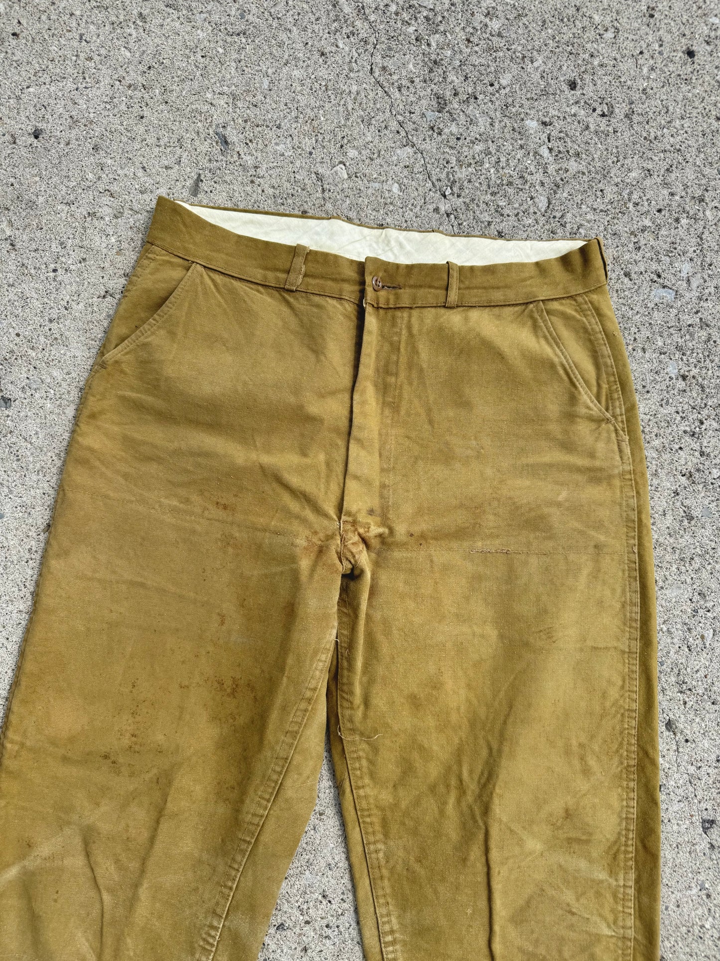 Vintage 1960s Bullseye Bill Khaki Canvas Hunting Pants | Waist 36”