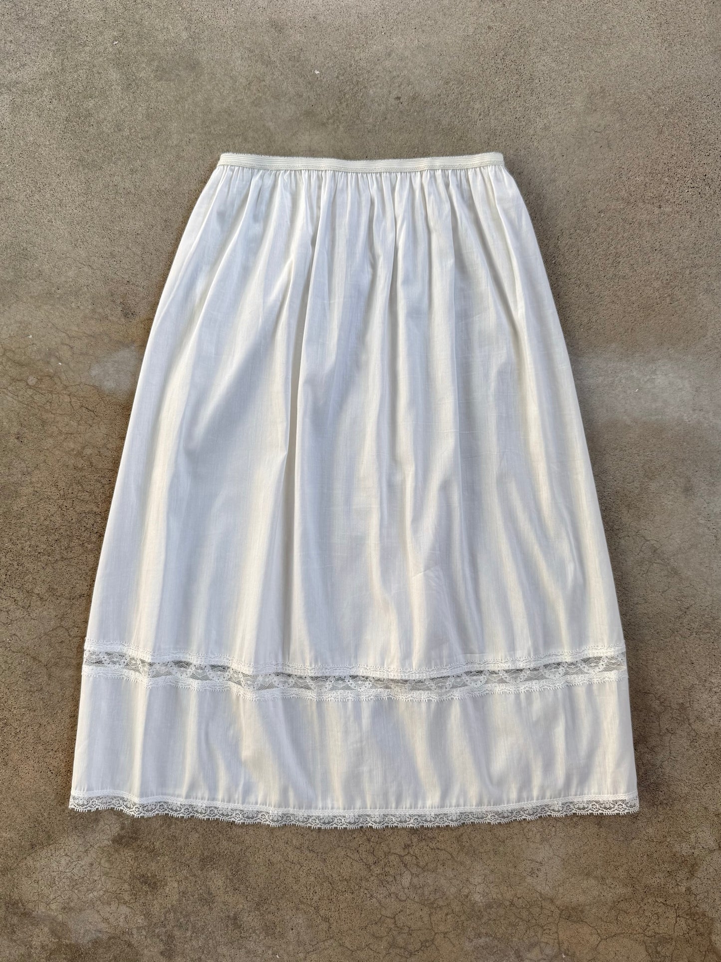 Vintage 1950s Berkliff White Cotton & Lace Slip Skirt | S/M