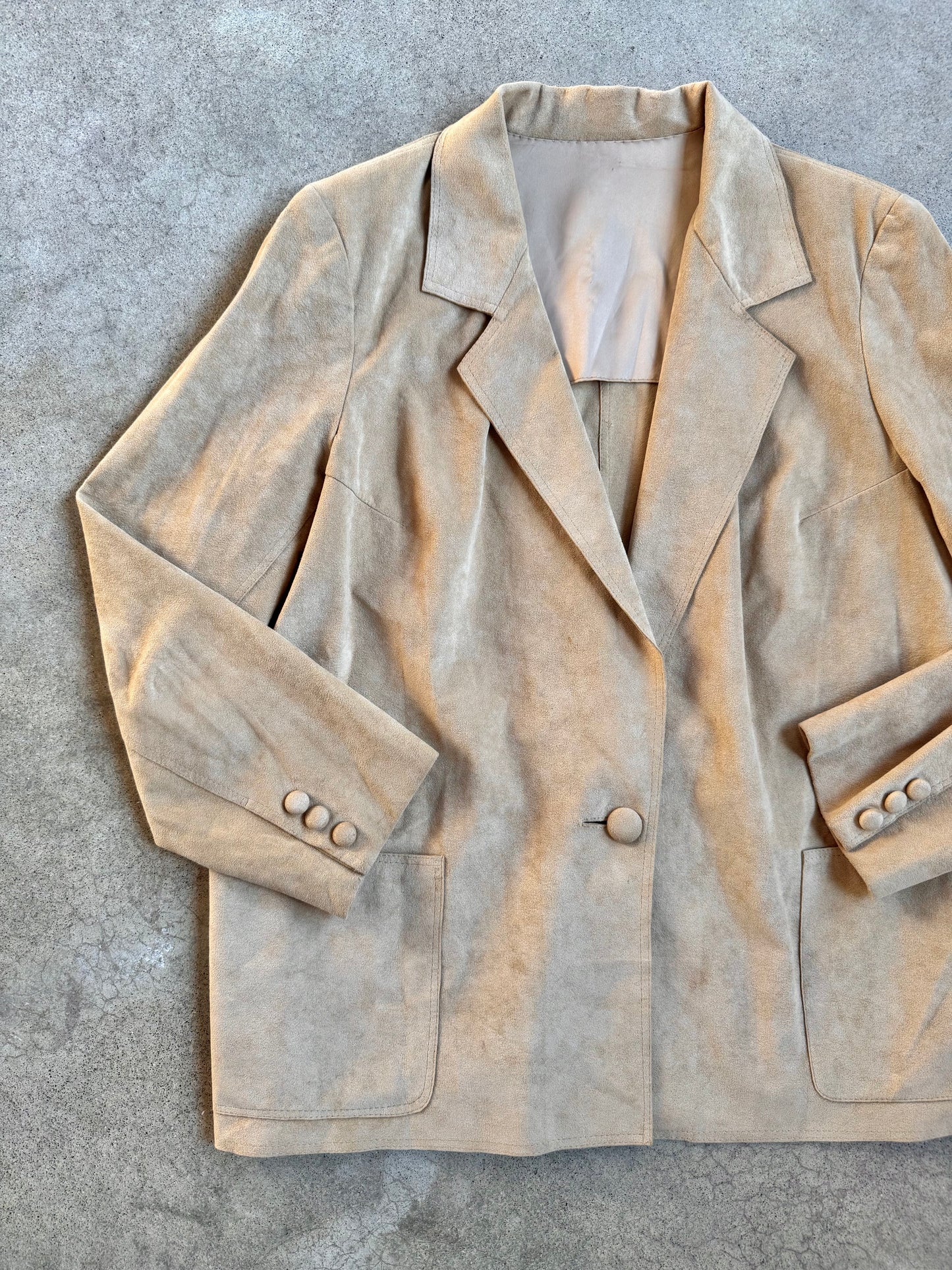 Vintage 1970s Faux Suede Tan Blazer | Large